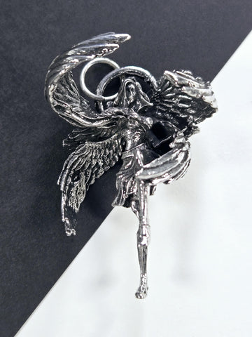 Fallen Angel Pendant - Silver Plated Gothic Metal Charm