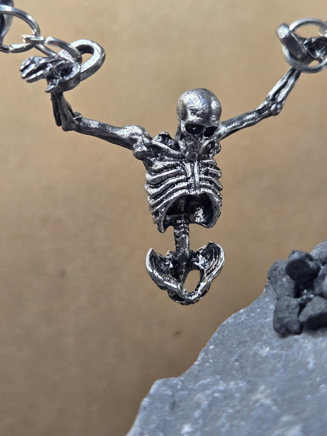 Skull Pendant Charm: Dark Goth Look - Silver Plated Alloy