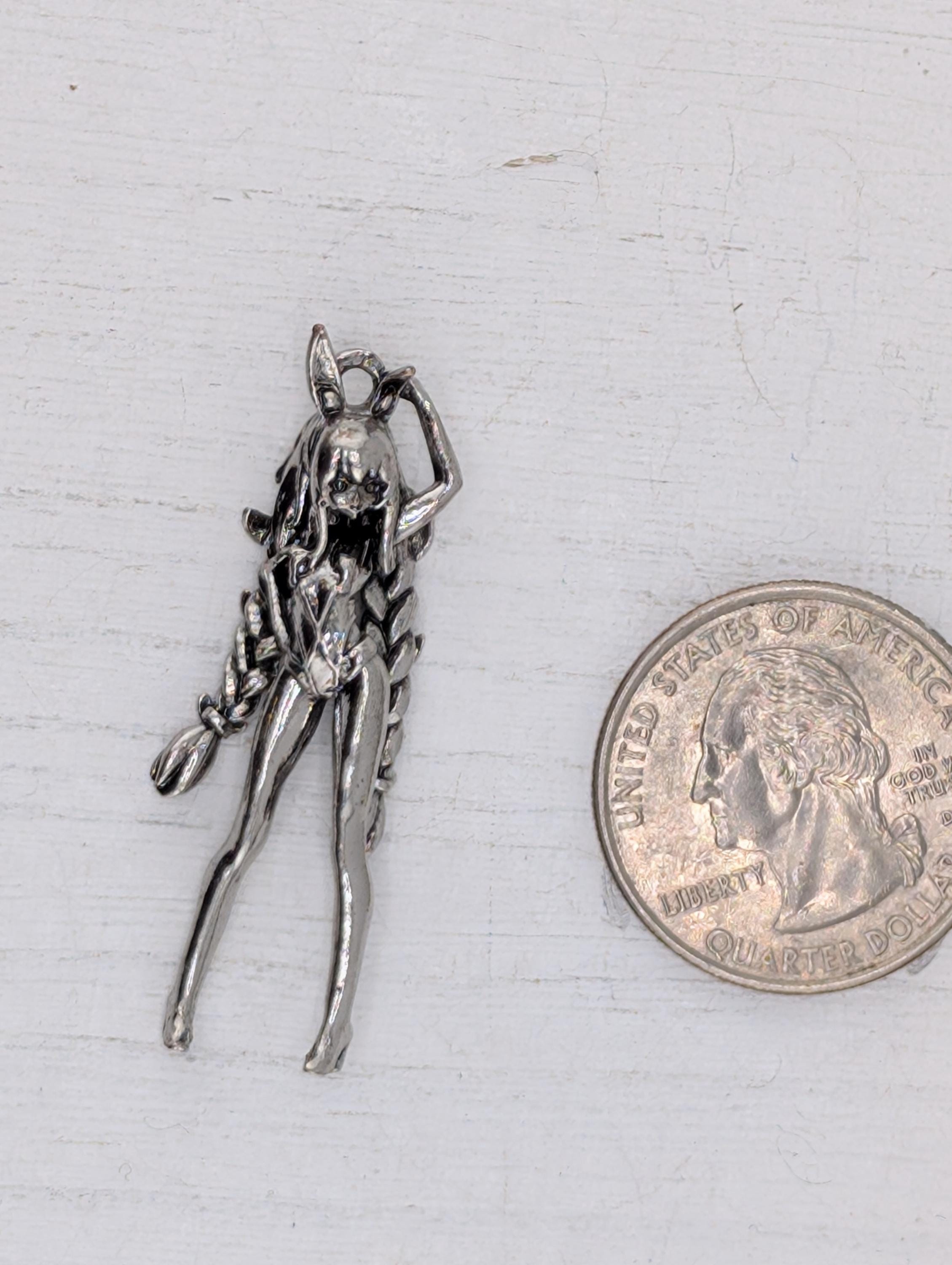 Dance Lover Pendant, Silver Plated Zinc (Angel Design, Car Charm)