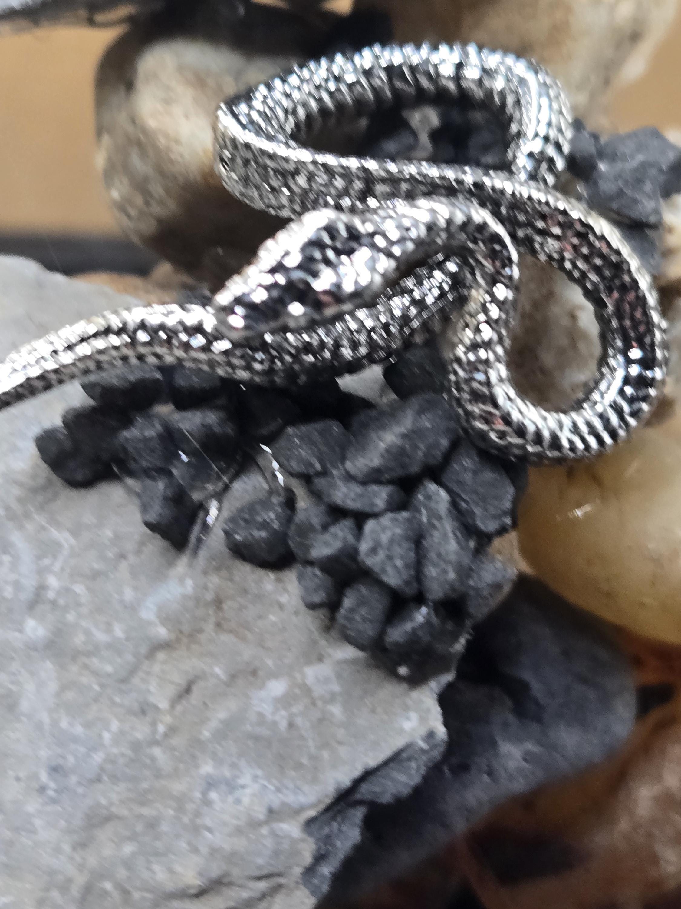 Snake Pendant: Silver Plated Gothic Charm - DIY Jewelry Supply
