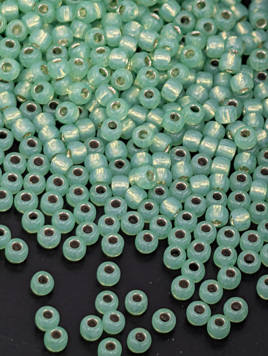 Milky Peridot Toho Japanese Seed Beads: Silver-Lined Size 11/0, 2.5" Tube