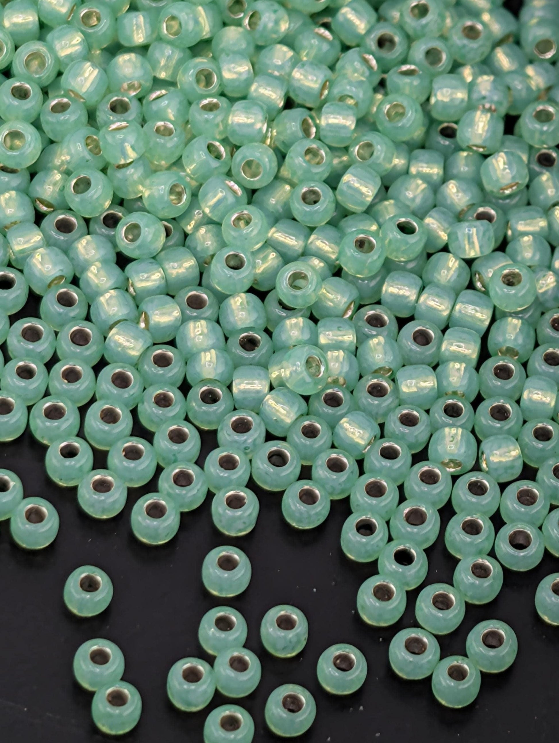 Milky Peridot Toho Japanese Seed Beads: Silver-Lined Size 11/0, 2.5" Tube