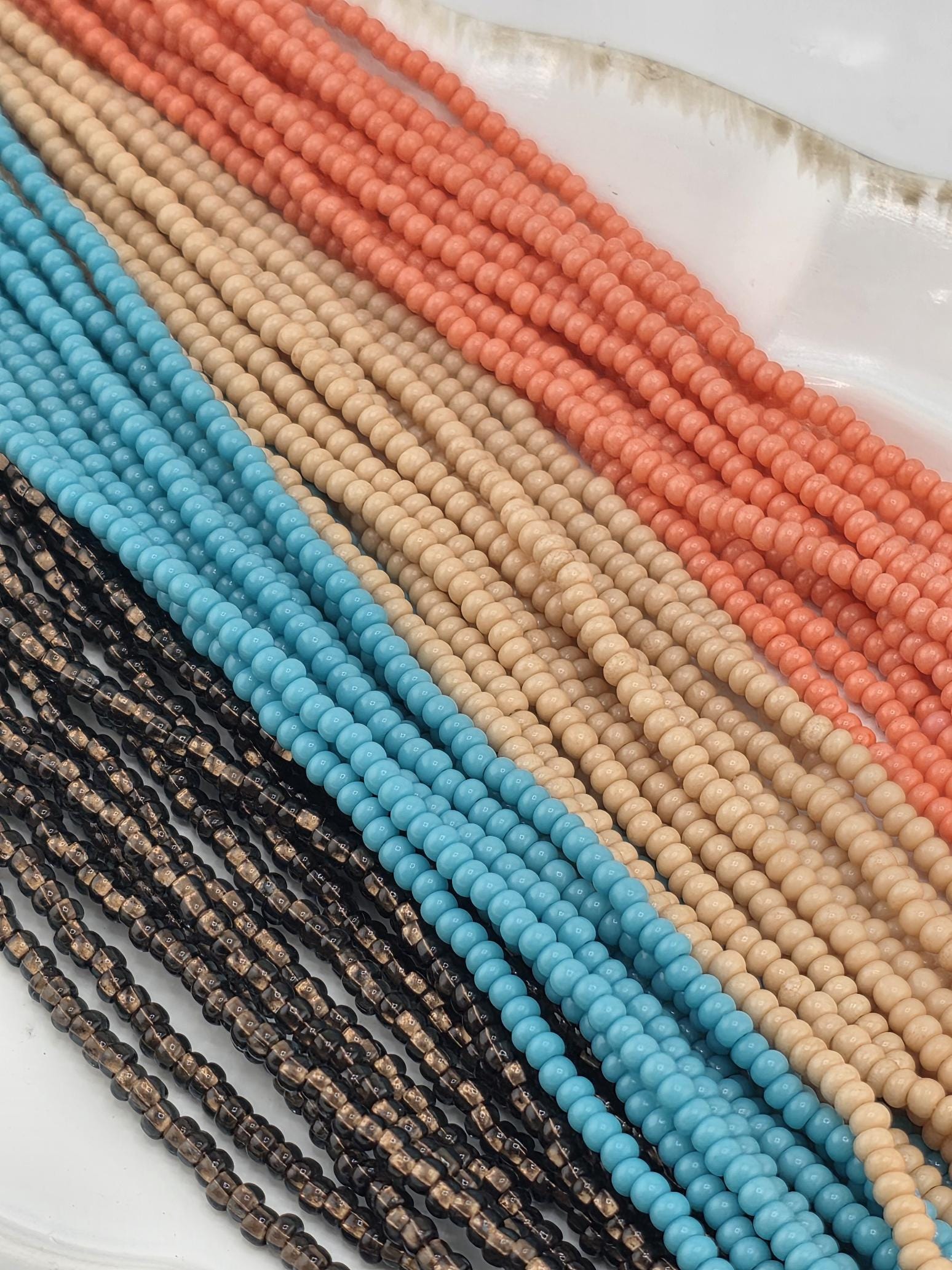 Beadweaving Project Materials Czech Glass Seed Beads Turquoise Coral Mix Color Set Copper Lined Beads Jewelry Making Supplies Half Hank Collection Size Eleven Beads Strung Material Set Four Color Combination Artisan Crafting Supplies