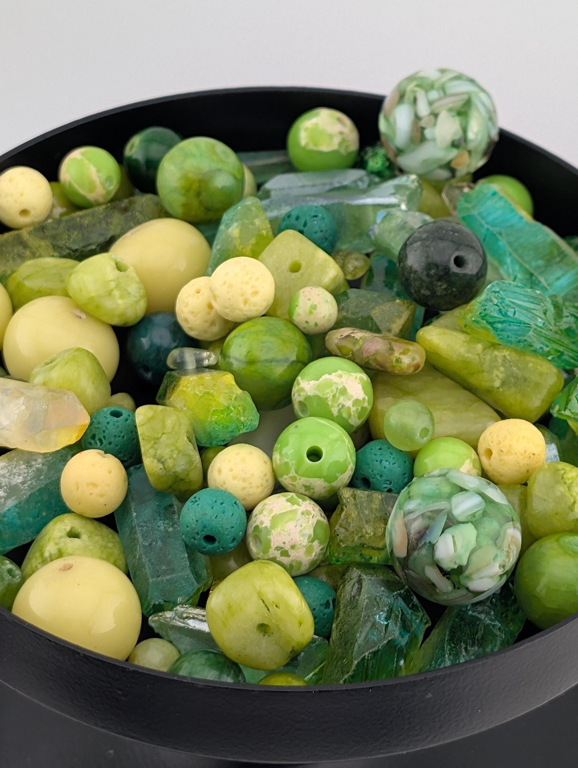 Exclusive "Wasabi & Citrus" Gemstone Bead Soup Mix: 2oz Natural Stone Jewelry Making