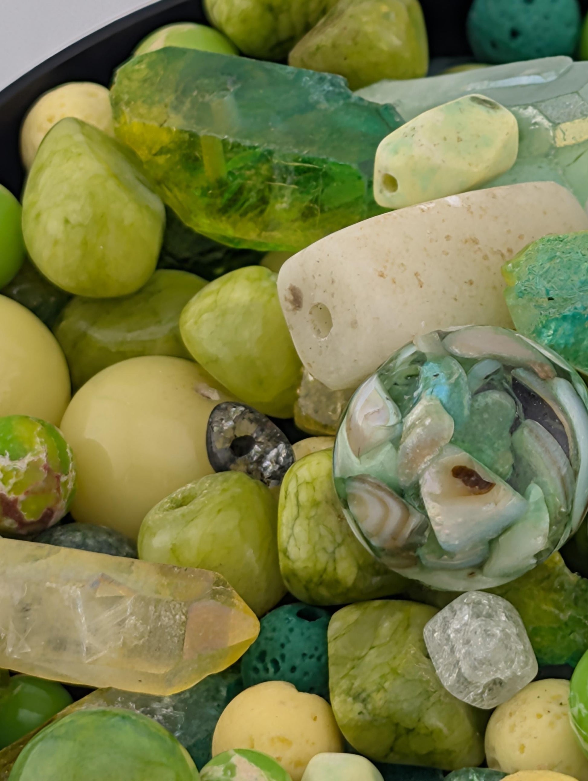 Exclusive "Wasabi & Citrus" Gemstone Bead Soup Mix: 2oz Natural Stone Jewelry Making