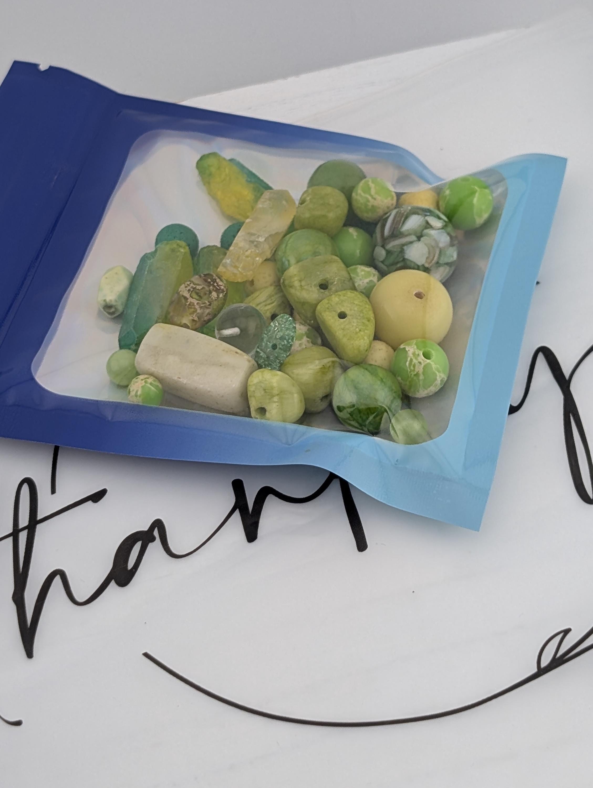 Exclusive "Wasabi & Citrus" Gemstone Bead Soup Mix: 2oz Natural Stone Jewelry Making