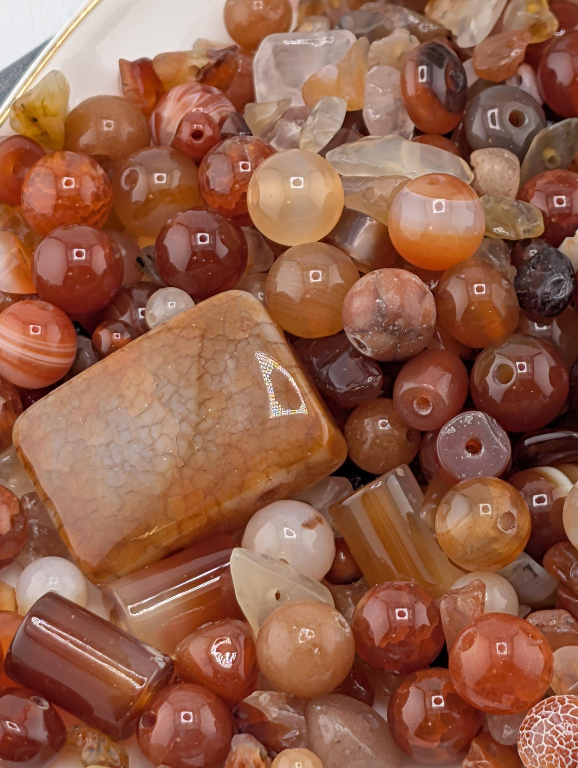 Exclusive " Sunset Spice" Carnelian Agate Natural Gemstone Bead Soup Mix: Jewelry Craft Supply, 2 oz