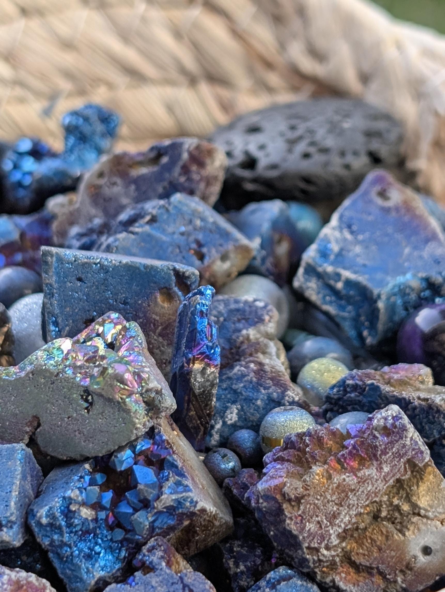 Exclusive "Titanium Rainbow" Gemstone Bead Soup Mix: 2oz Natural Stone Jewelry Making