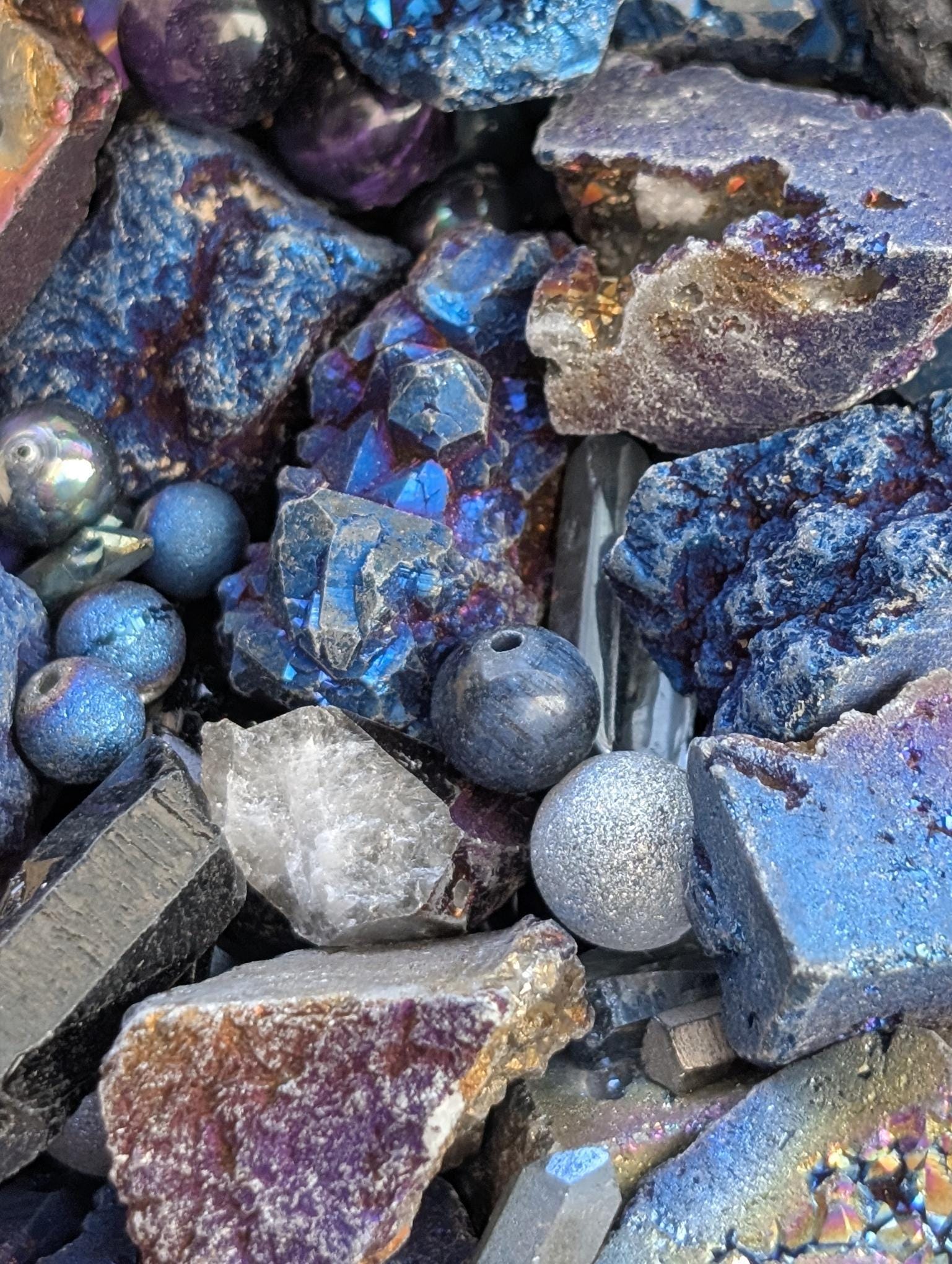 Exclusive "Titanium Rainbow" Gemstone Bead Soup Mix: 2oz Natural Stone Jewelry Making