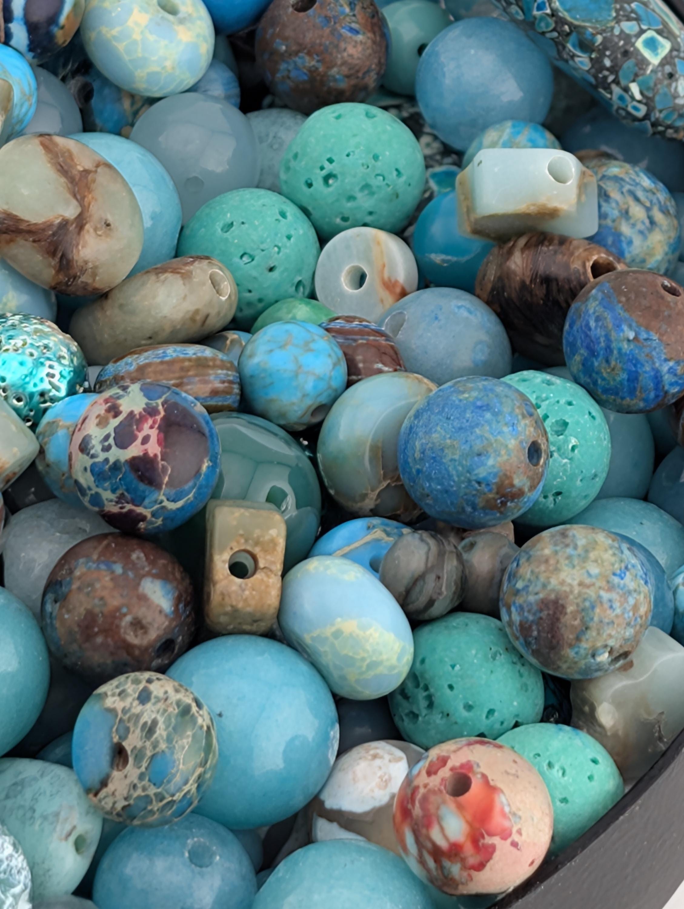 Exclusive "Lost in the ocean" Gemstone Bead Soup Mix: 2oz Natural Stone Jewelry Making
