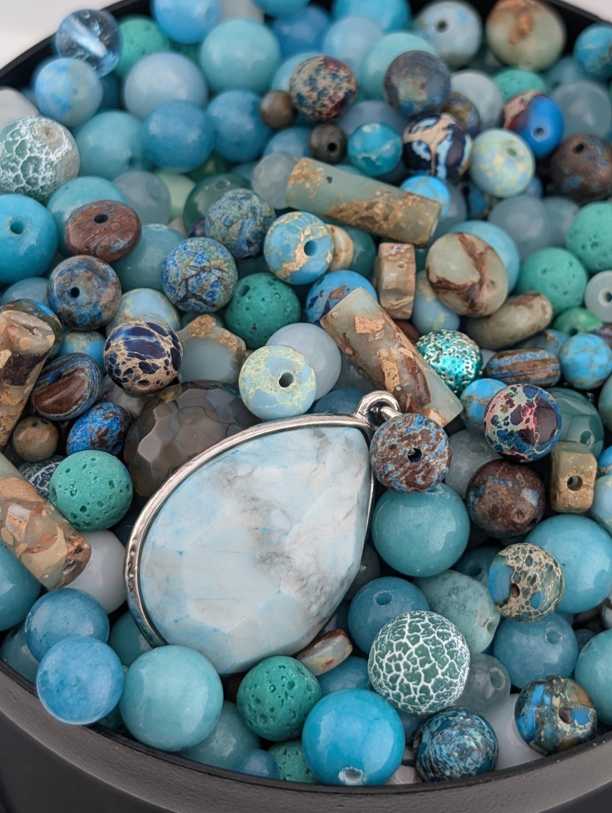 Exclusive "Lost in the ocean" Gemstone Bead Soup Mix: 2oz Natural Stone Jewelry Making
