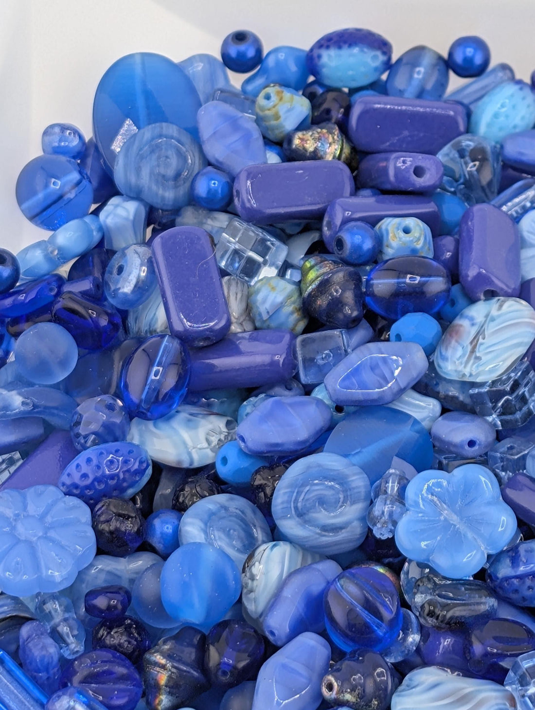 Exclusive "Boho Denim Blend" Shades of Blue Czech Pressed Glass Bead Mix (30g pkg)