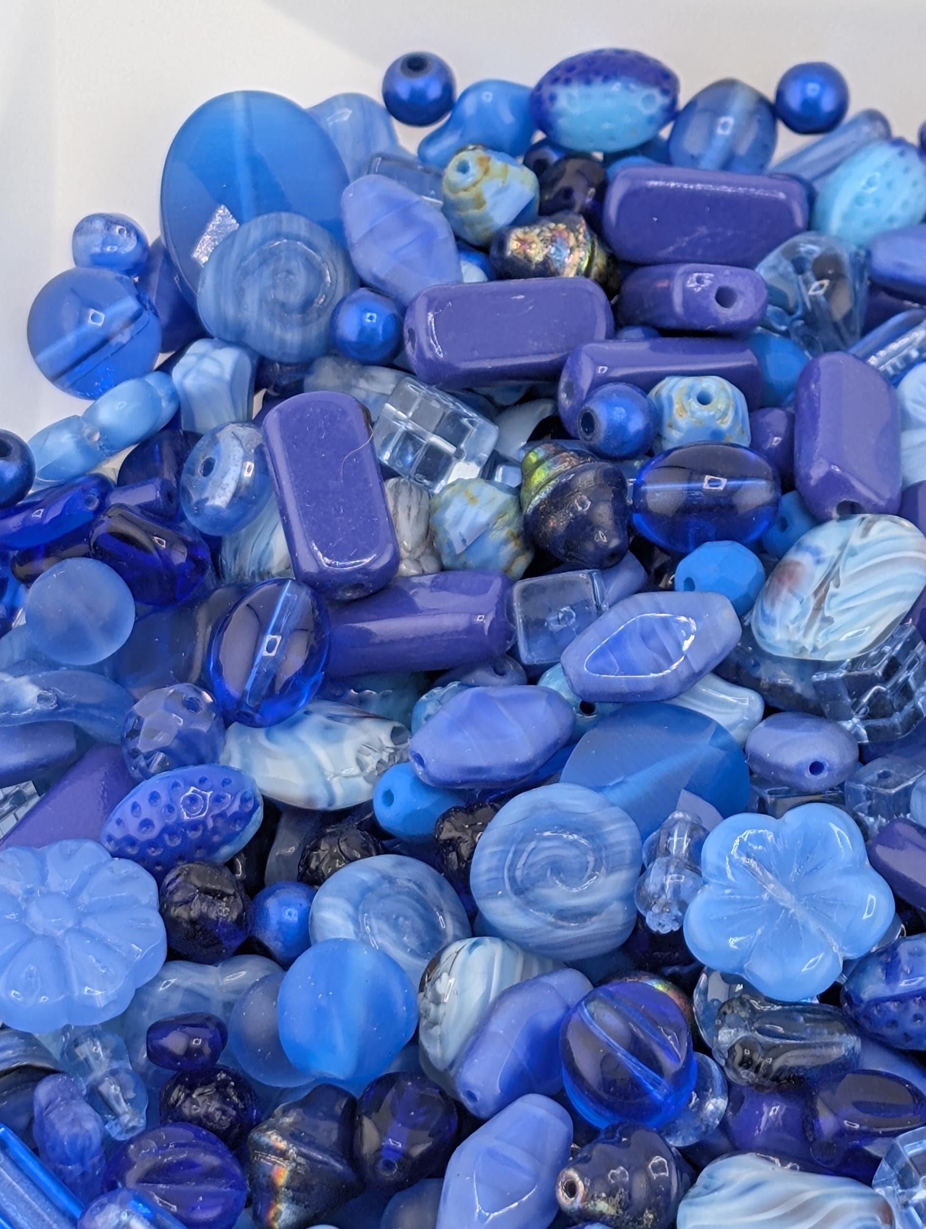 Exclusive "Boho Denim Blend" Shades of Blue Czech Pressed Glass Bead Mix (30g pkg)