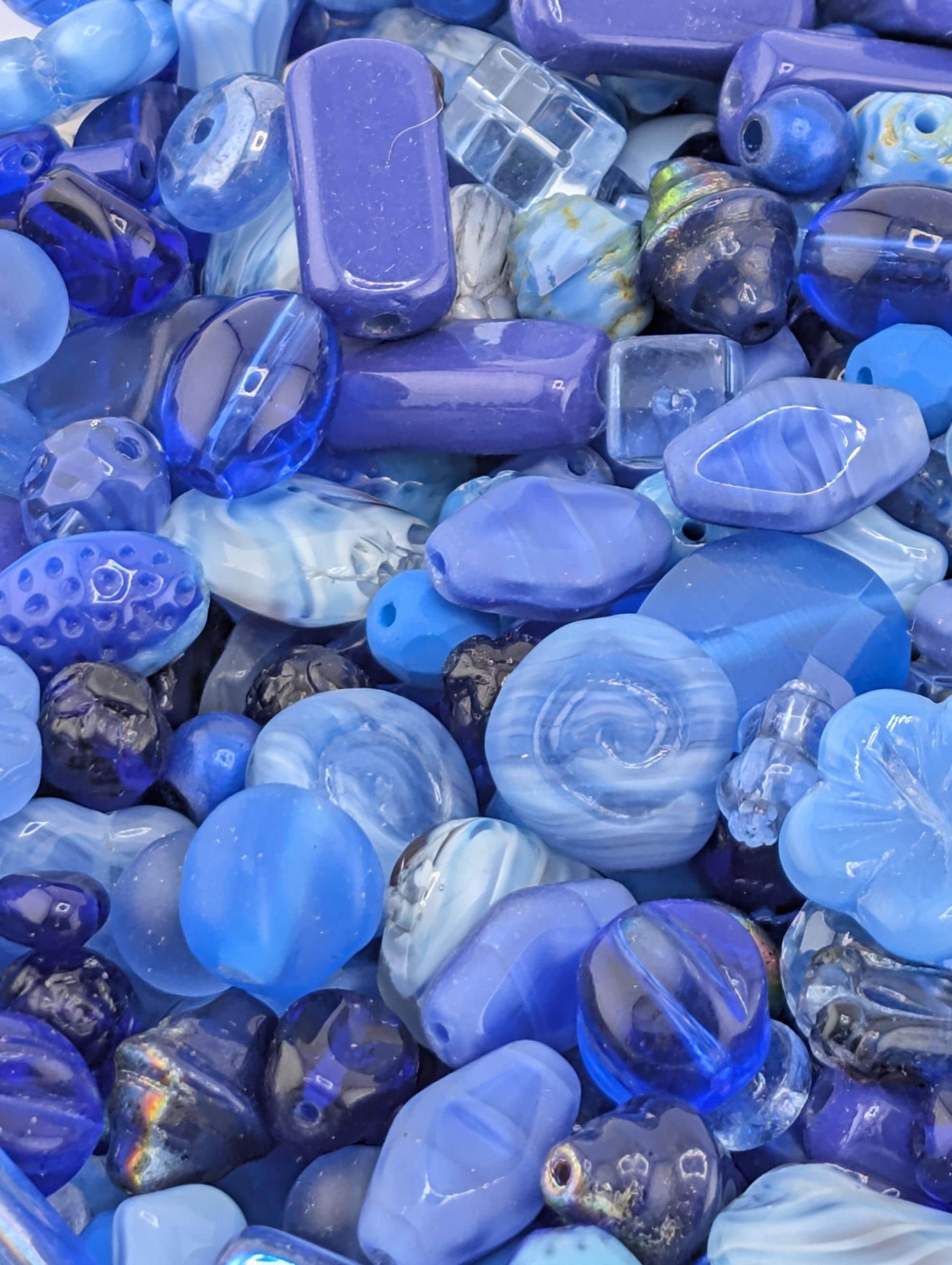 Exclusive "Boho Denim Blend" Shades of Blue Czech Pressed Glass Bead Mix (30g pkg)