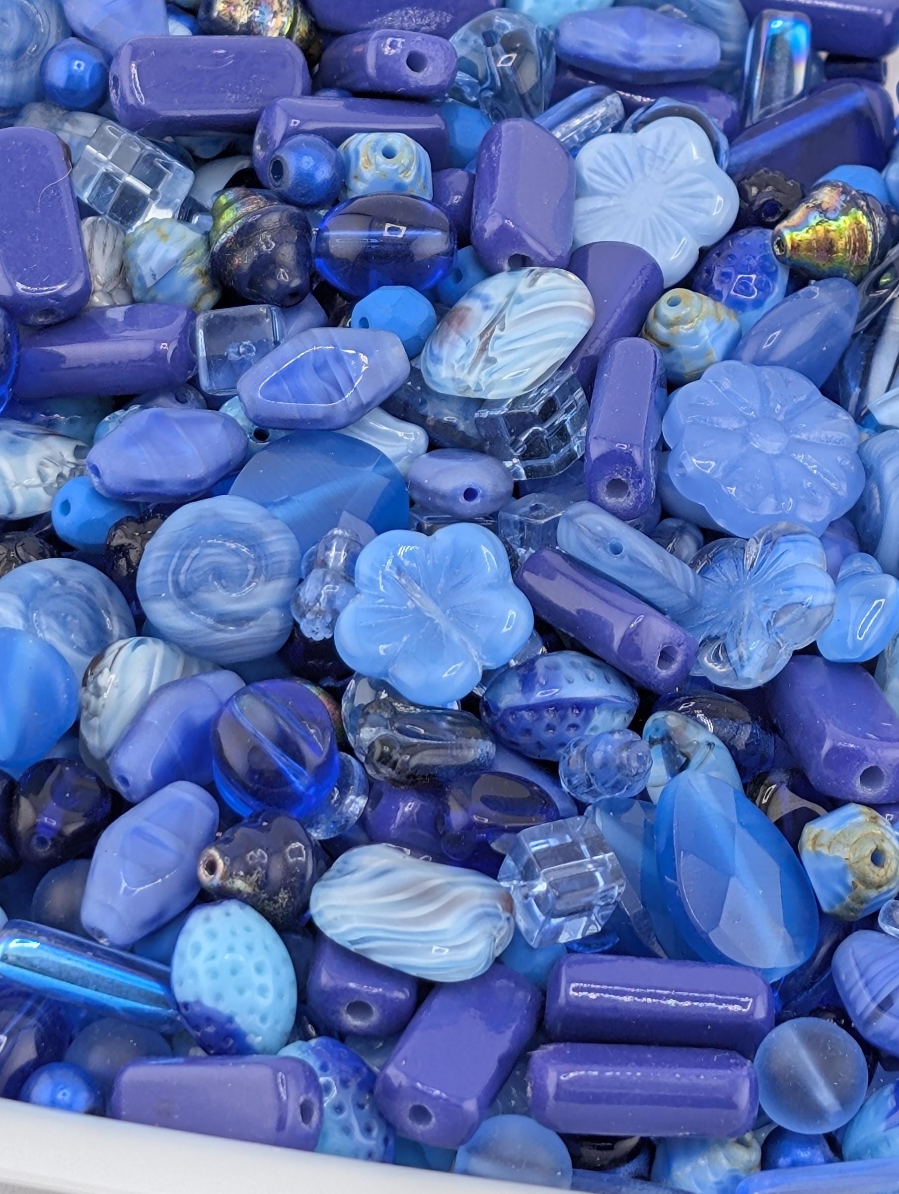 Exclusive "Boho Denim Blend" Shades of Blue Czech Pressed Glass Bead Mix (30g pkg)