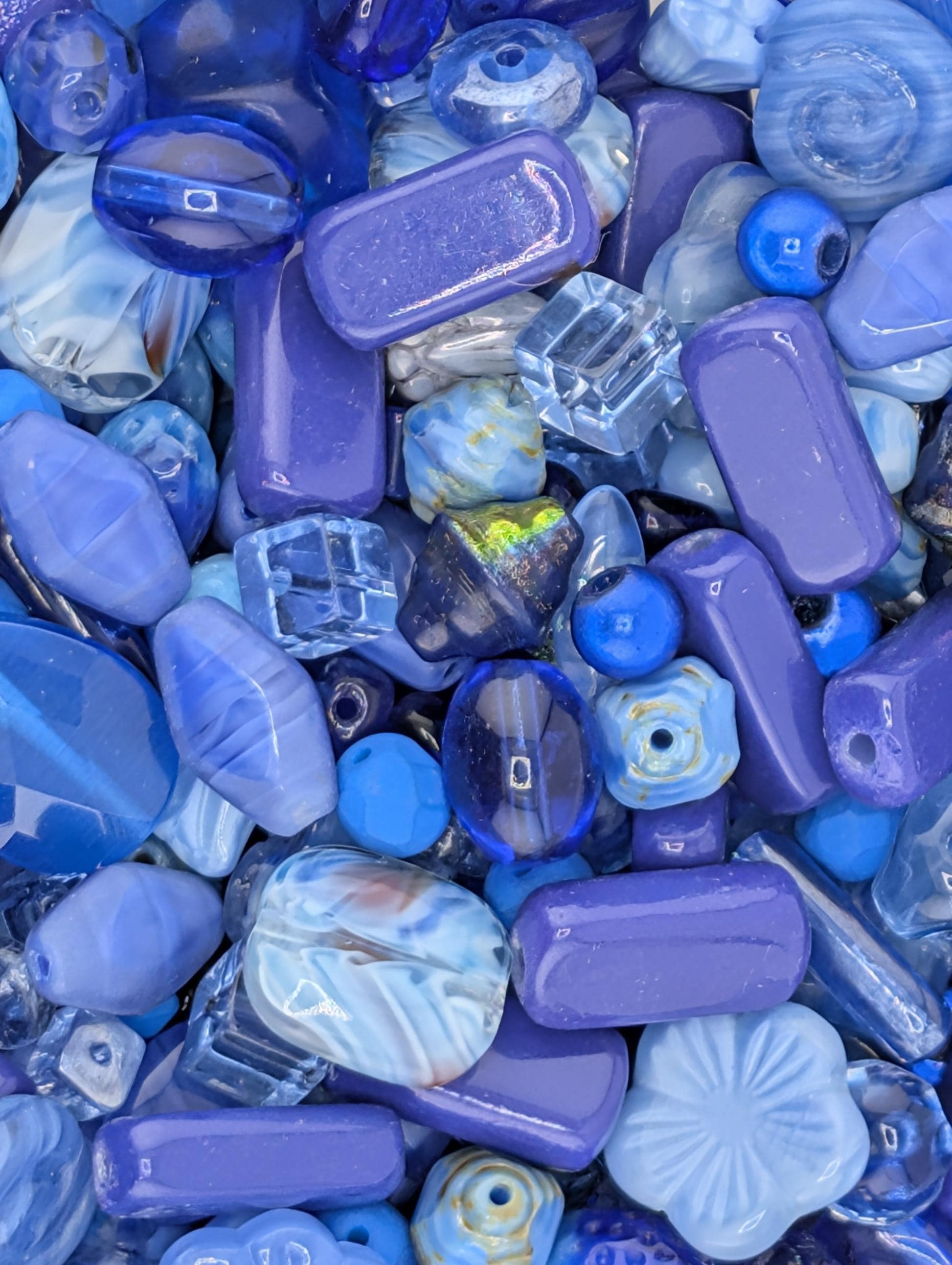 Exclusive "Boho Denim Blend" Shades of Blue Czech Pressed Glass Bead Mix (30g pkg)