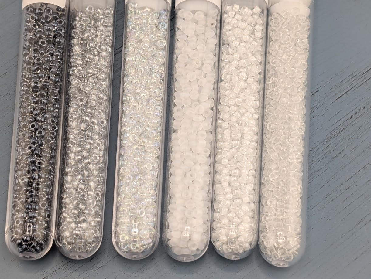 Miyuki Seed Beads Set: 6 Black & White Colors, Size 18-0