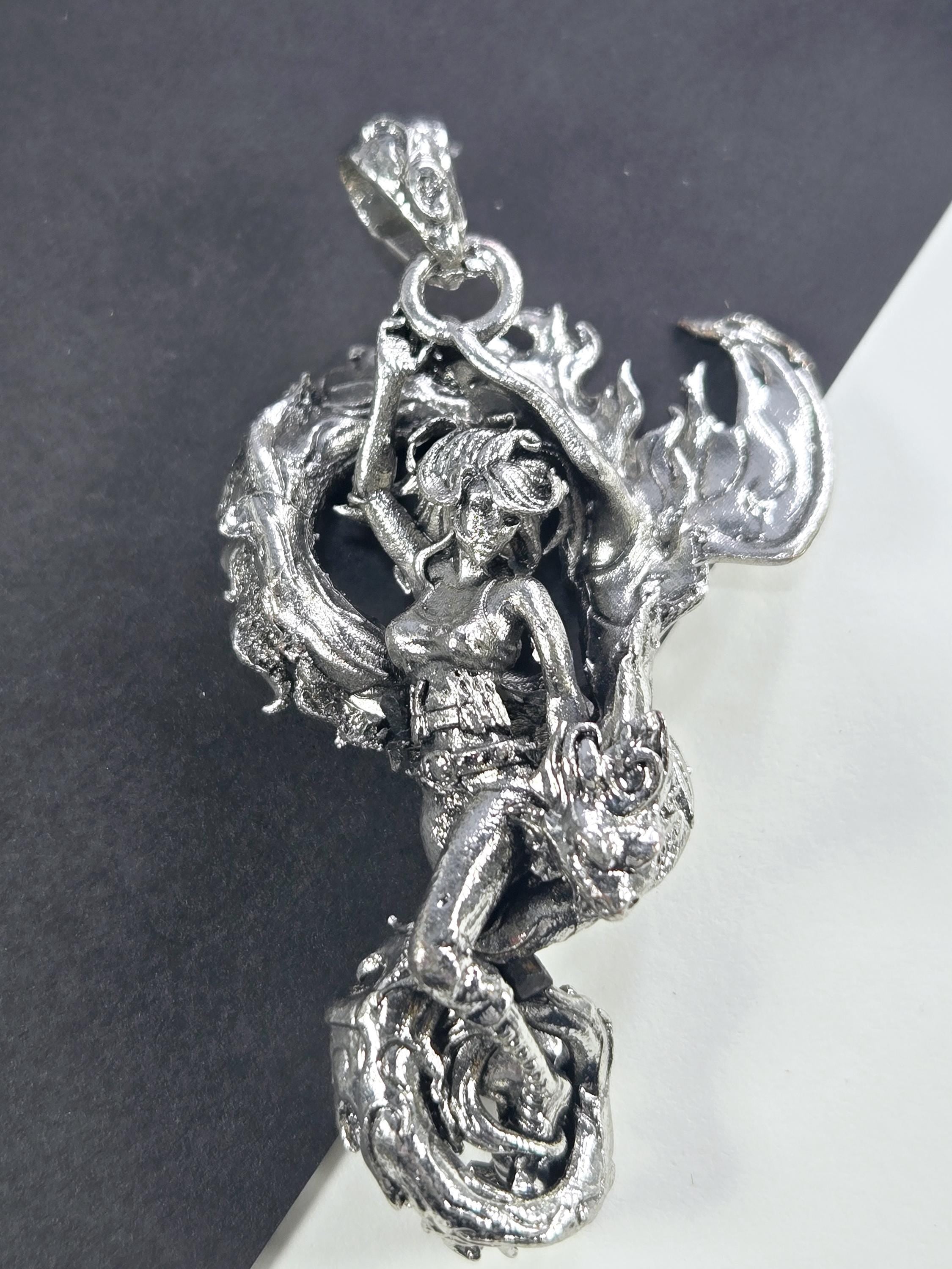 Fallen Angel Pendant, Silver Plated Gothic Wing Charm (DIY Jewelry)