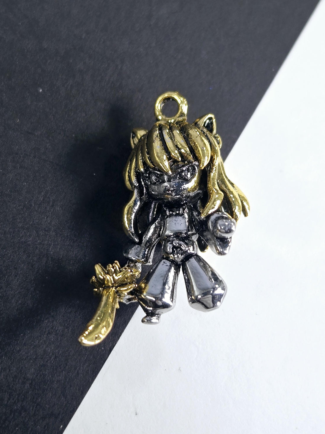 Anime Sword Girl Pendant: Silver Plated Gothic Fantasy Charm