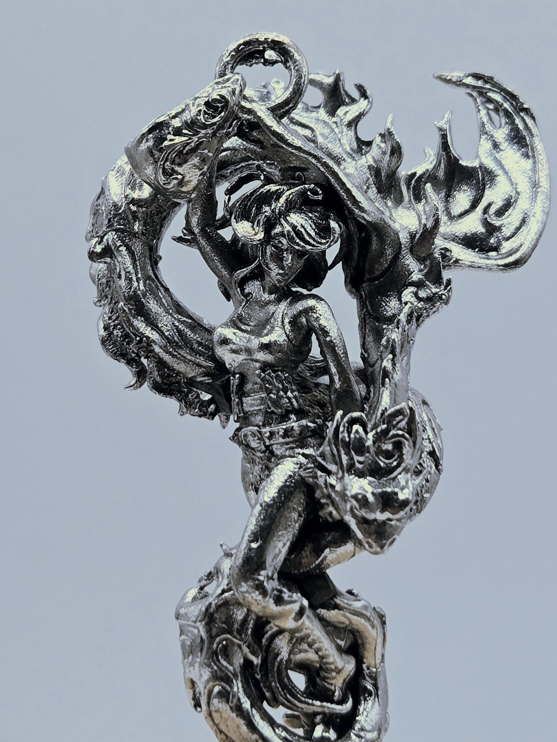 Fallen Angel Pendant, Silver Plated Gothic Wing Charm (DIY Jewelry)