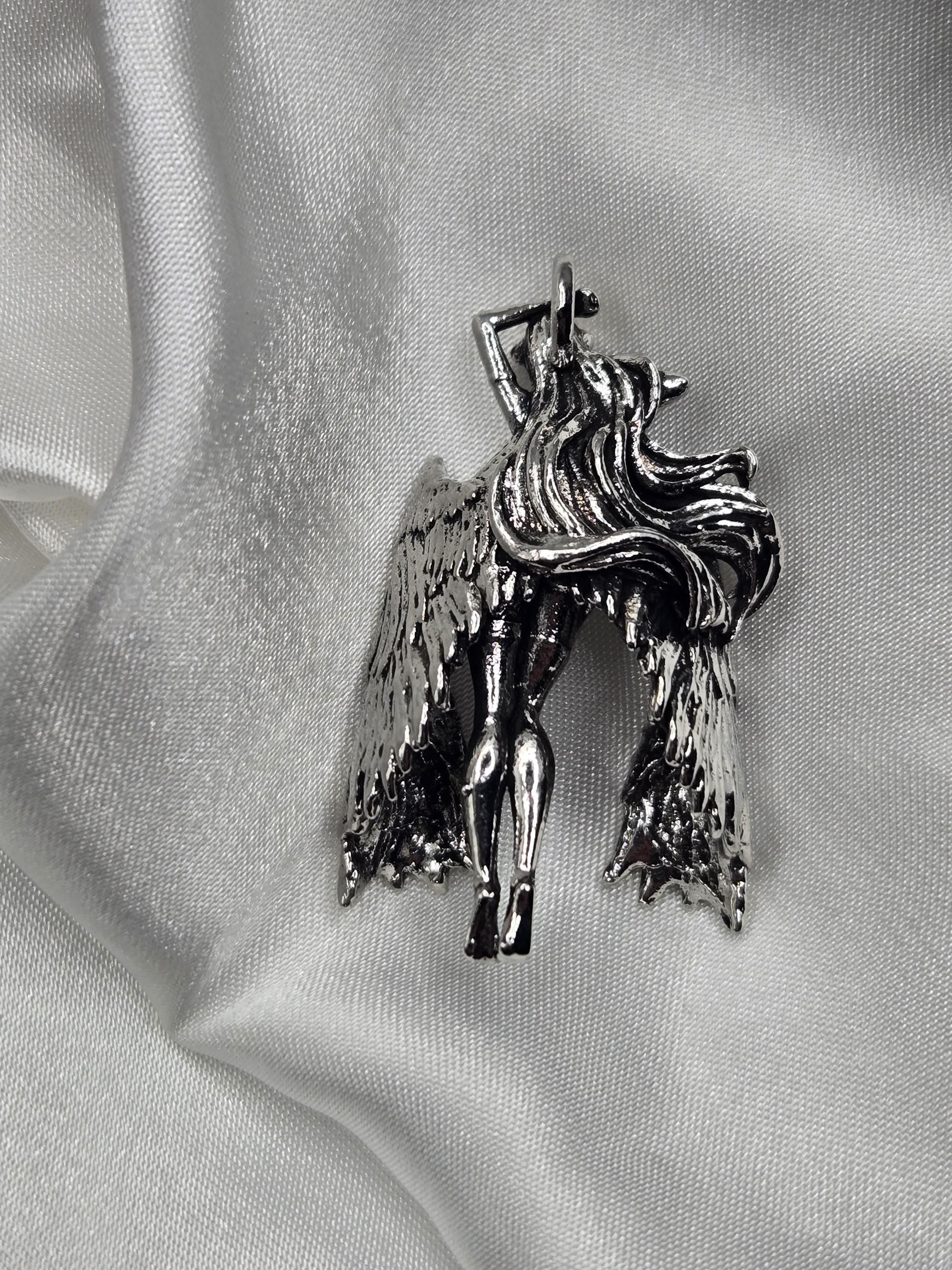 Fantasy Girl Pendant: Silver Plated Gothic Charm