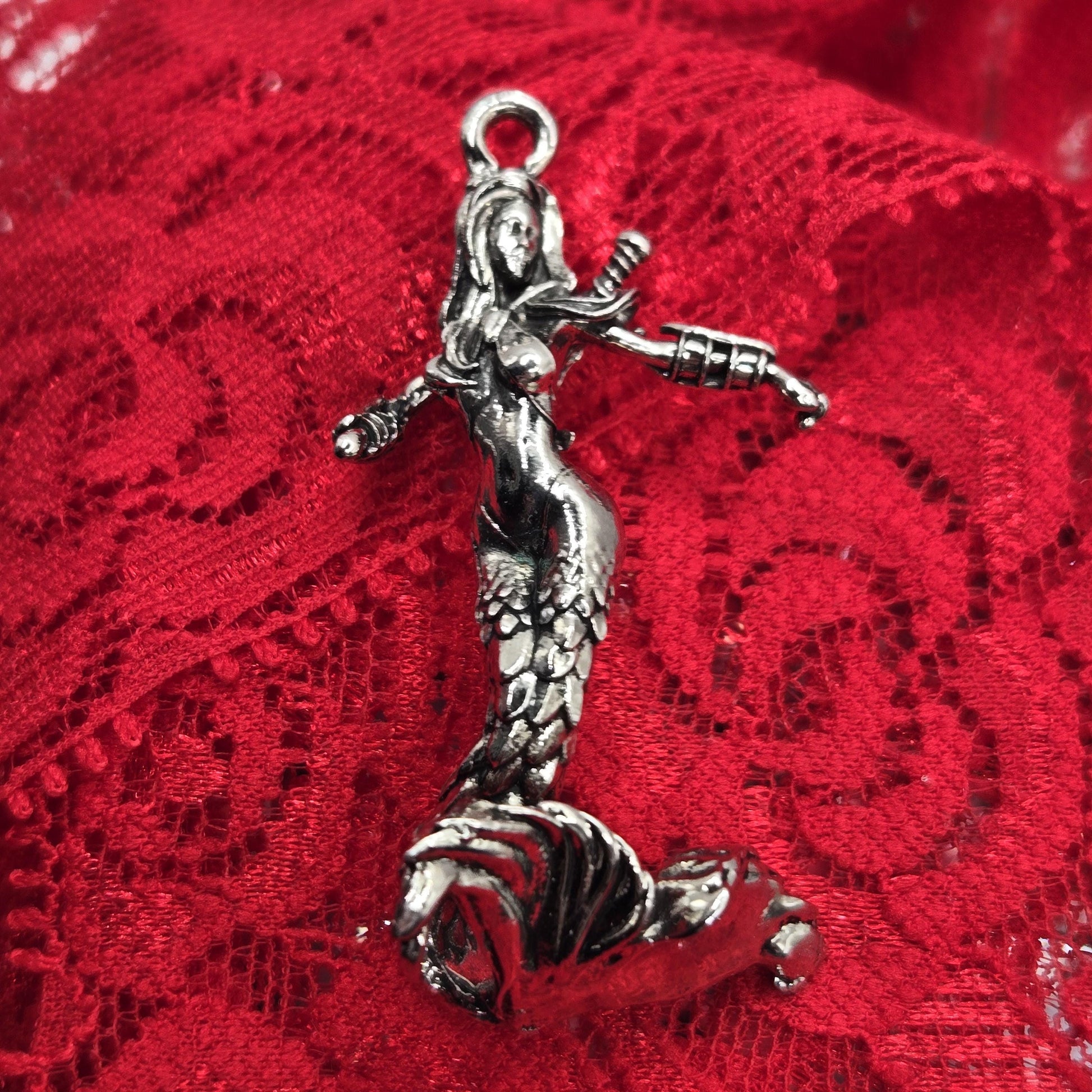DIY Jewelry Charm: Fallen Angel Silver Plated - Lightweight Pendant