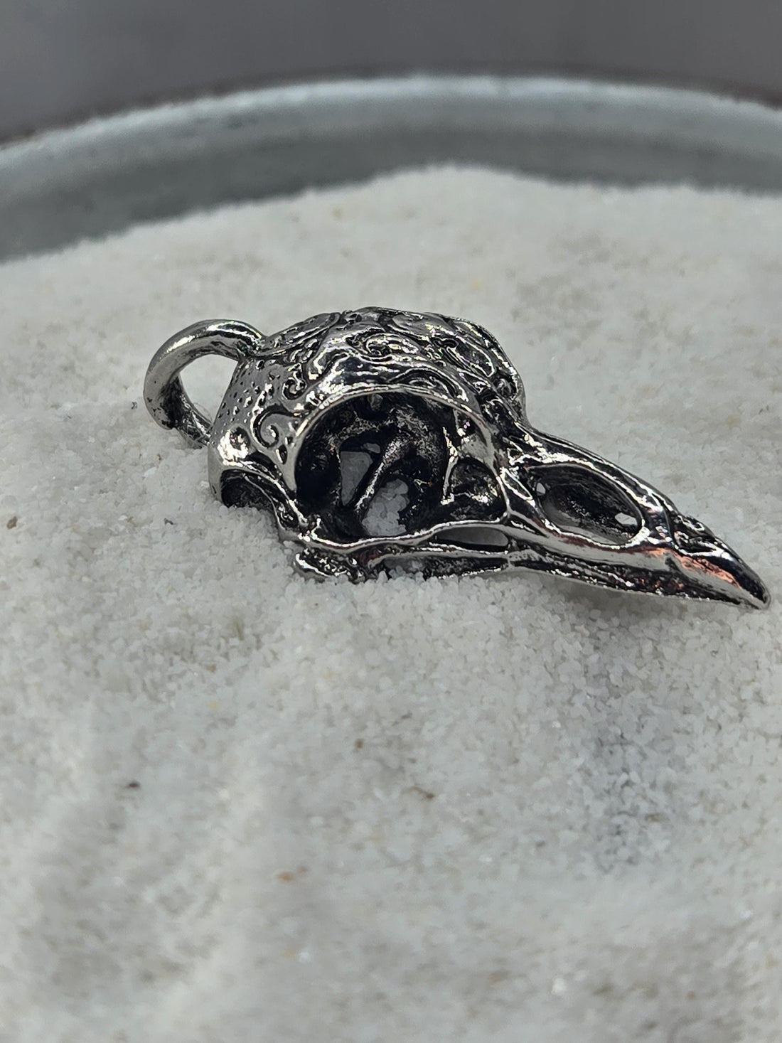 Crow Skull Pendant - Silver Plated Alloy Gothic Jewelry Charm