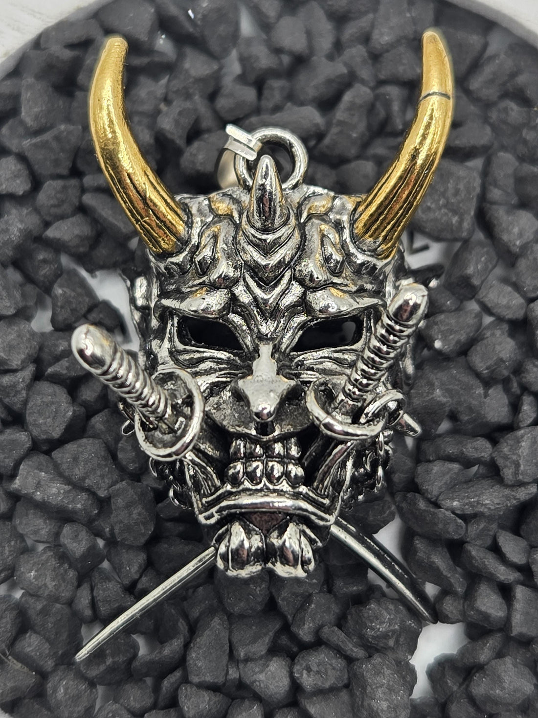 Silver Skull Pendant - Gothic Angel Wing Design for Jewelry