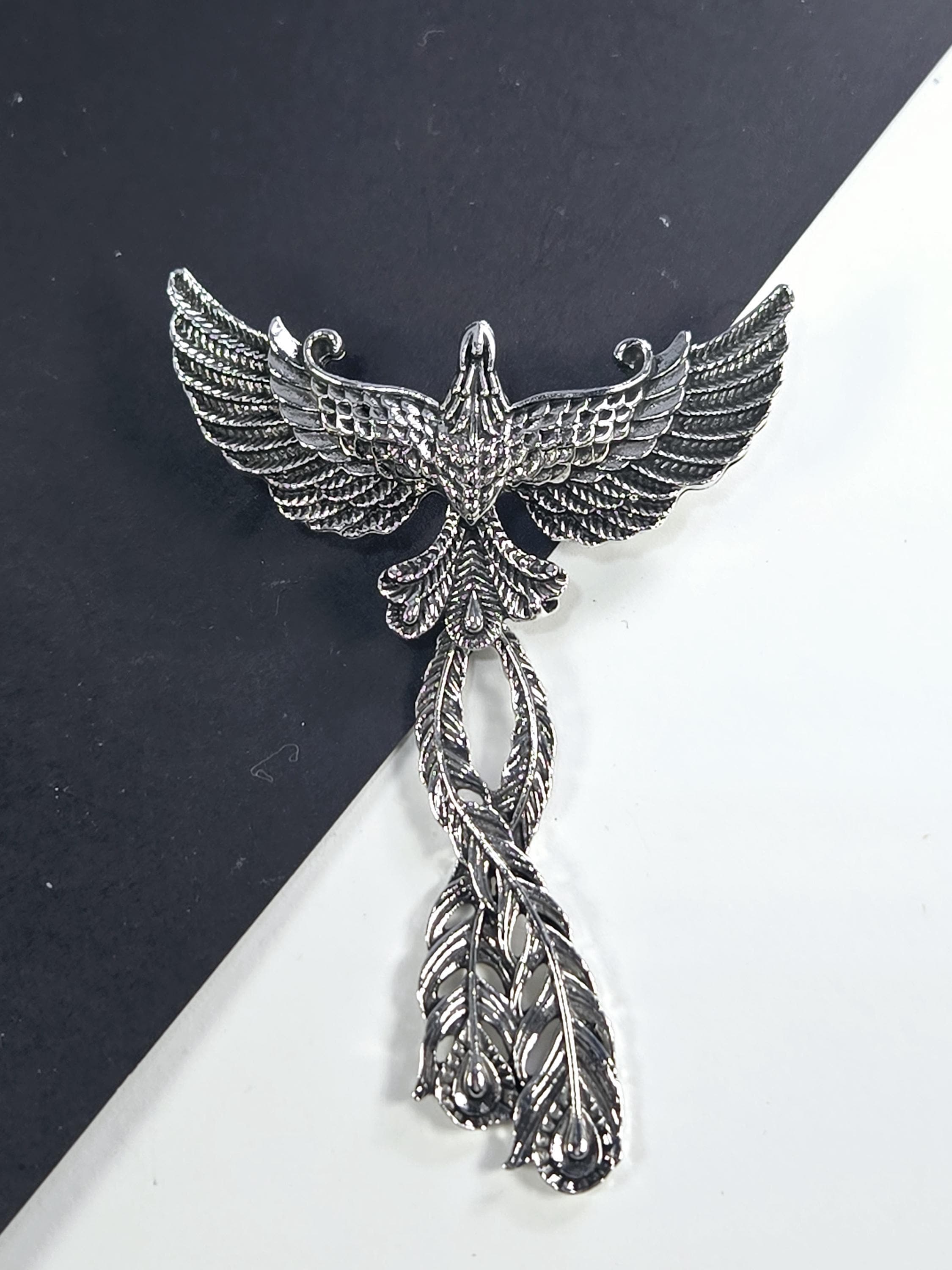 Winged Angel Pendant: Gothic Fantasy Jewelry (Silver Plated Charm)