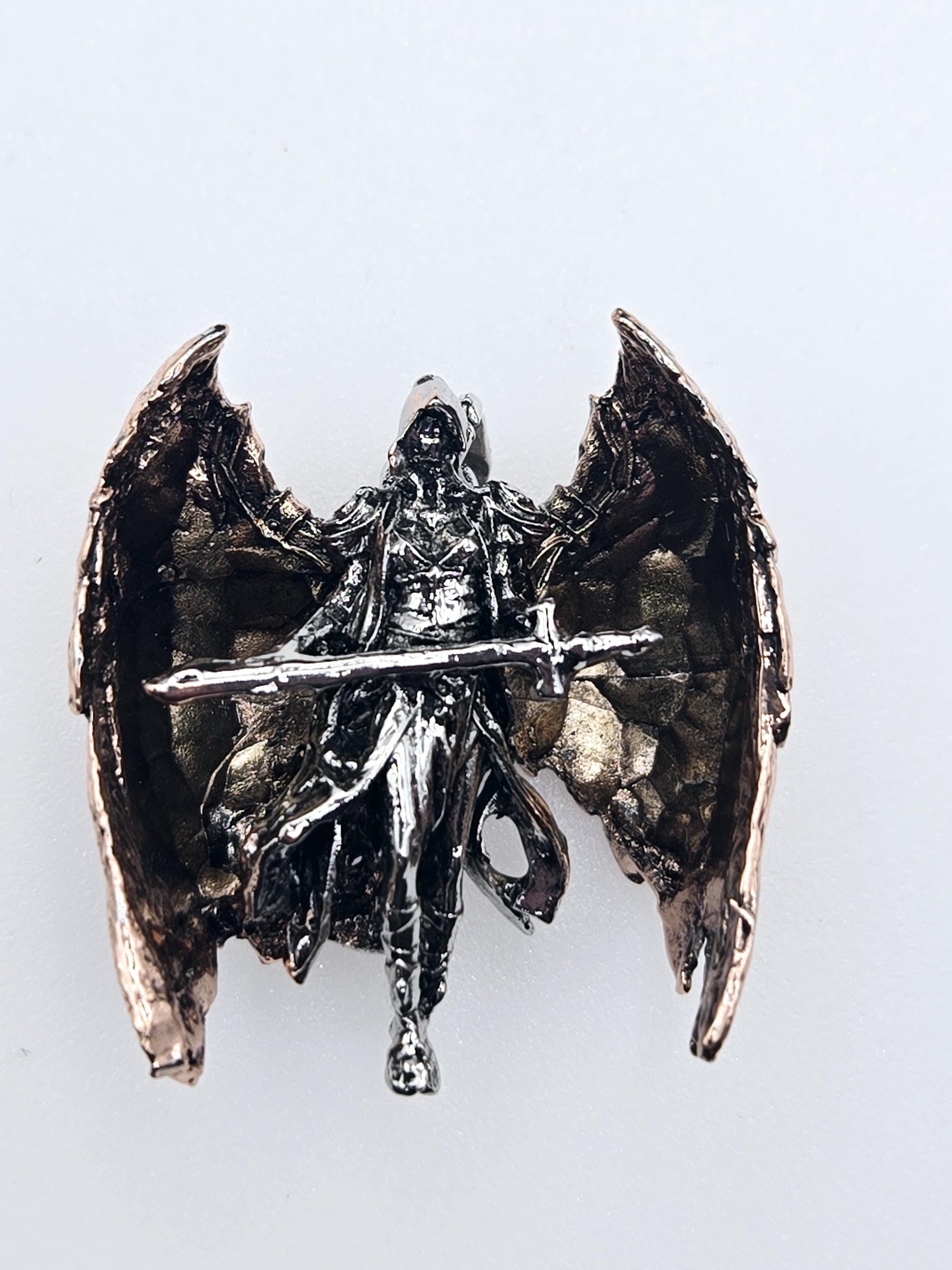 Skull Pendant Charm: Gothic Fallen Angel - Silver Plated Alloy