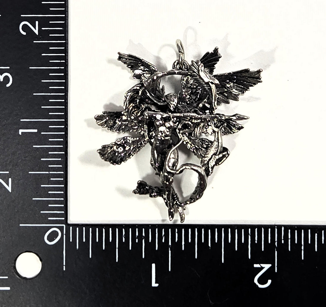 Fallen Angel Pendant: Gothic Silver Wing Charm