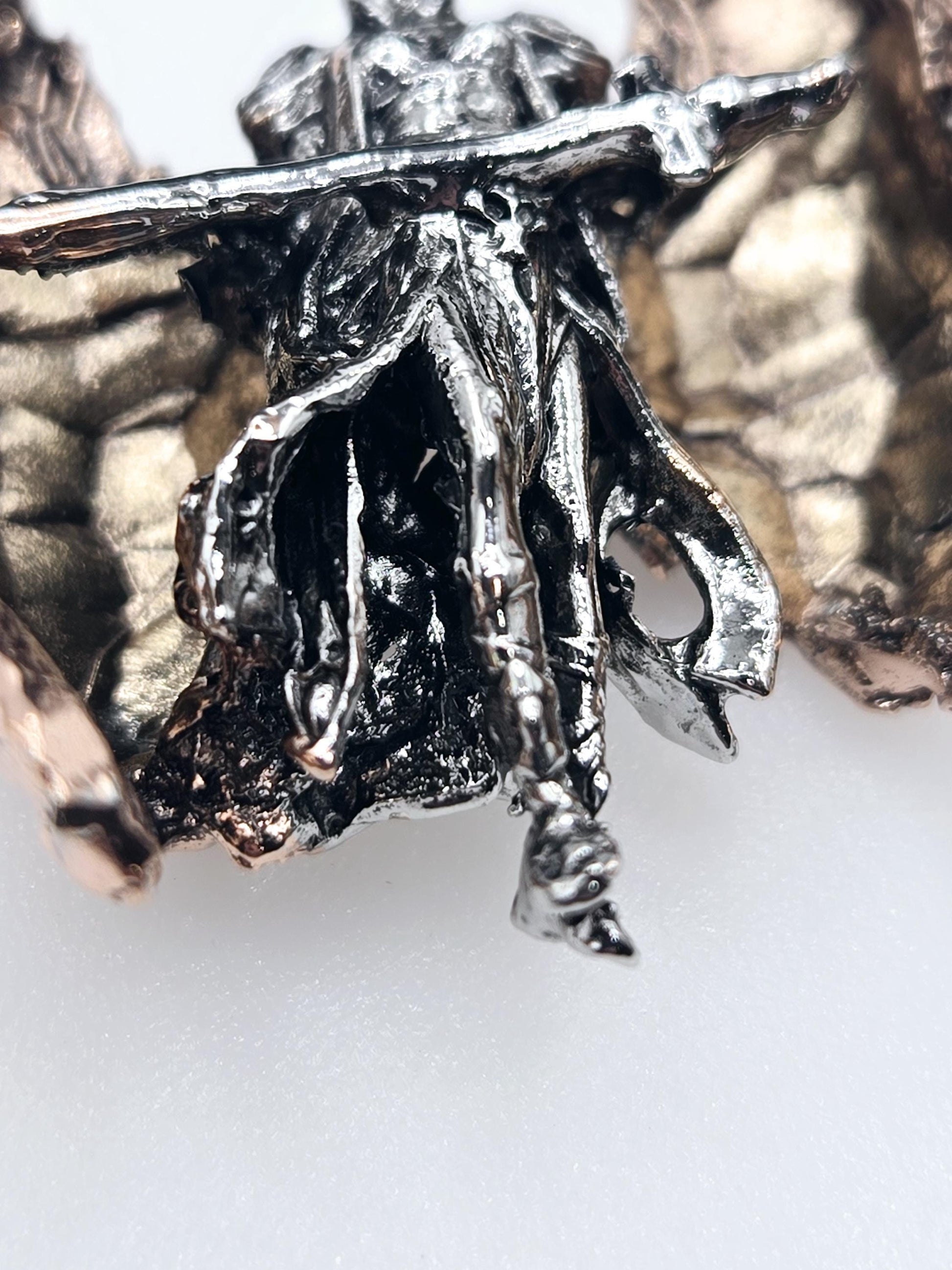 Skull Pendant Charm: Gothic Fallen Angel - Silver Plated Alloy