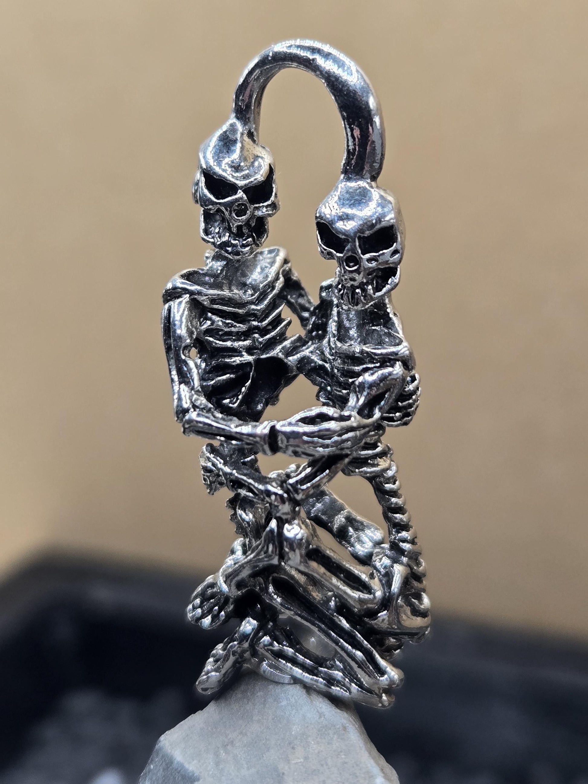 Silver Plated Skull Pendant: Gothic Skeleton Charm for Jewelry