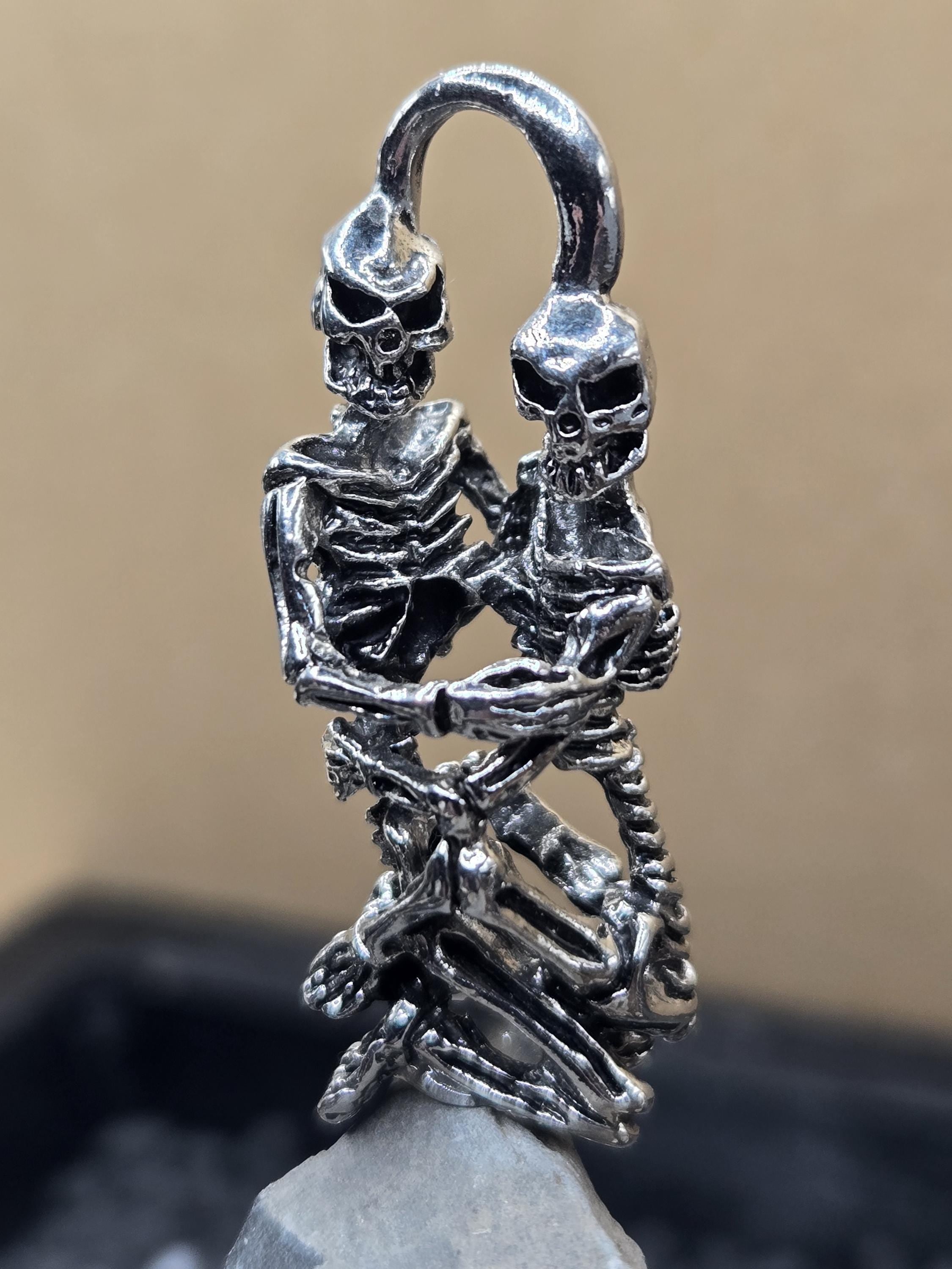 Silver Plated Skull Pendant: Gothic Skeleton Charm for Jewelry