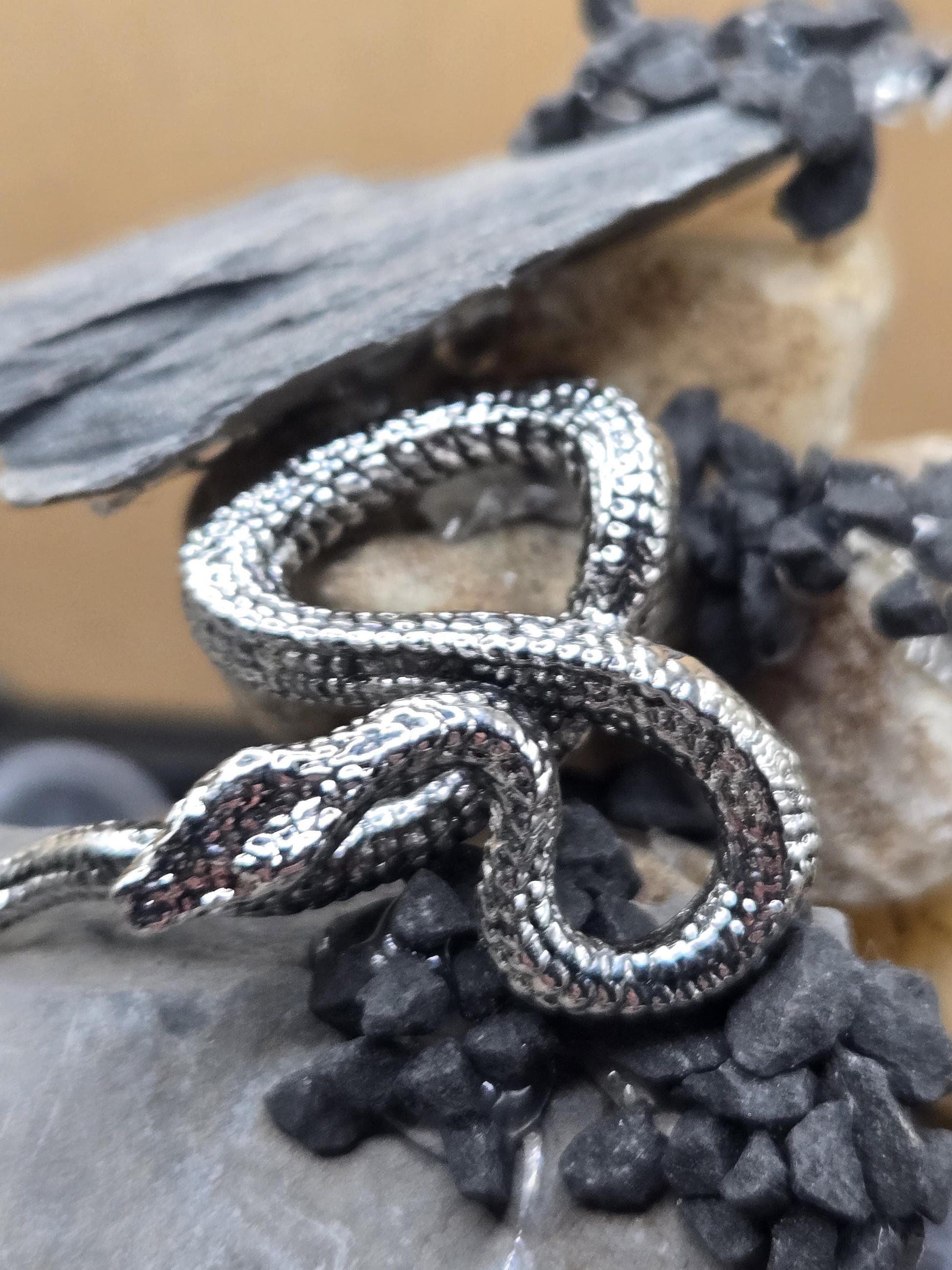 Snake Pendant: Silver Plated Gothic Charm - DIY Jewelry Supply