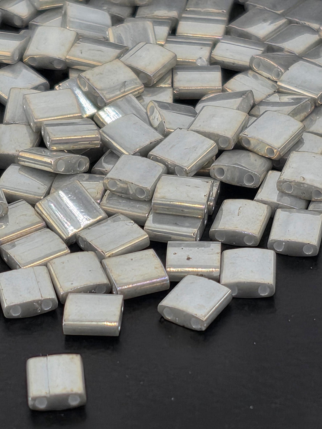 TL1865-Miyuki Tila Beads:Smoke Grey O/L (7.5g pkg)