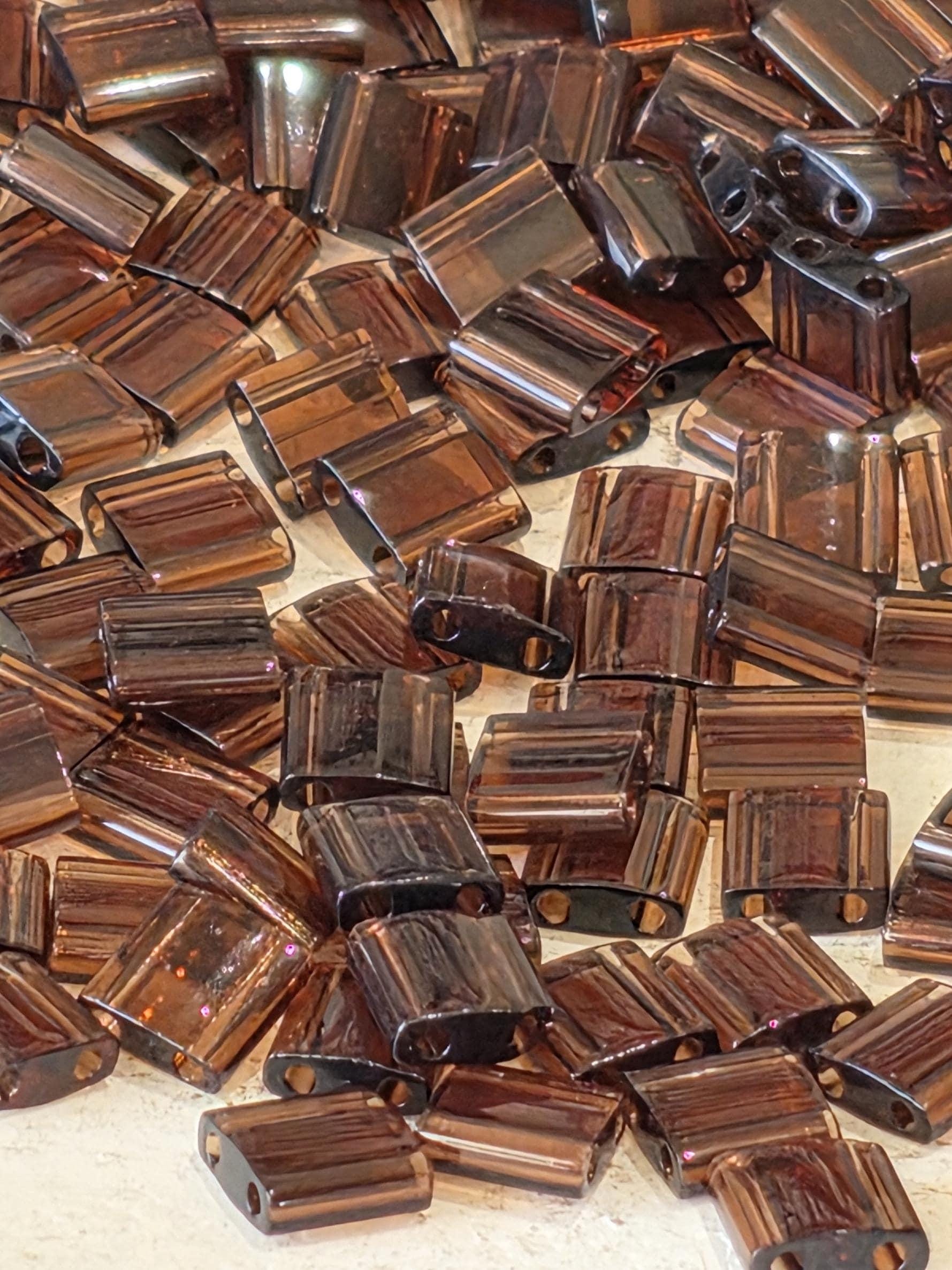 TL0135 Plum Miyuki Tila Beads - Two-Hole Flat Square Glass, 7.5g