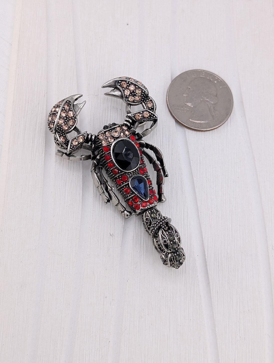 Scorpion Jewelry Pin - Silver Plated with Rhinestones