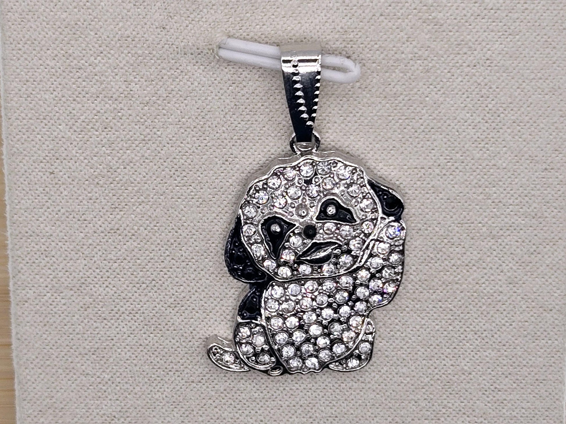 Shih Tzu Pendant: Small Breed Dog Jewelry (Silver Plated, Rhinestone Accent)