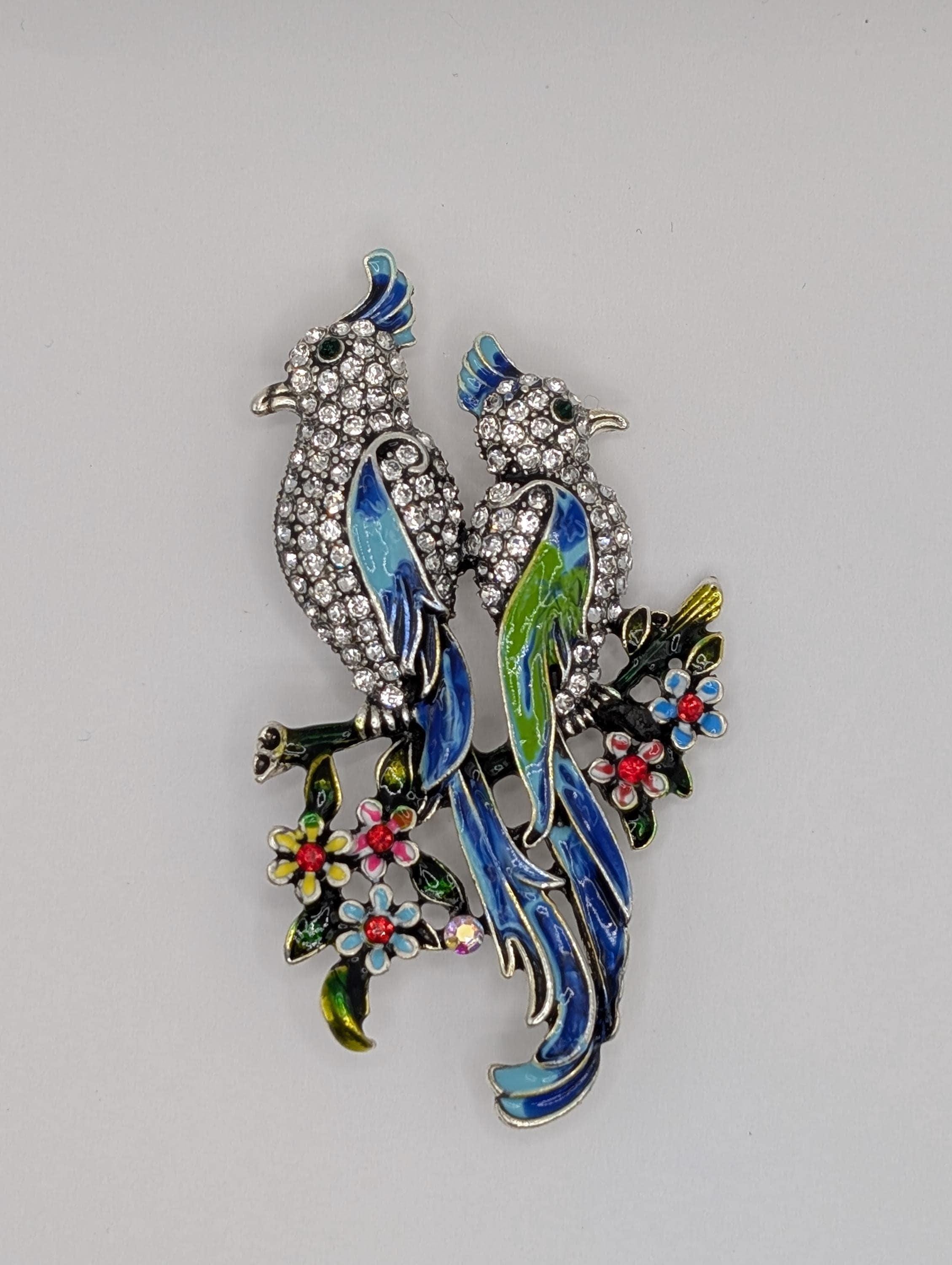 Cockatiel Brooch: Silver Plated Lightweight Bird Pin