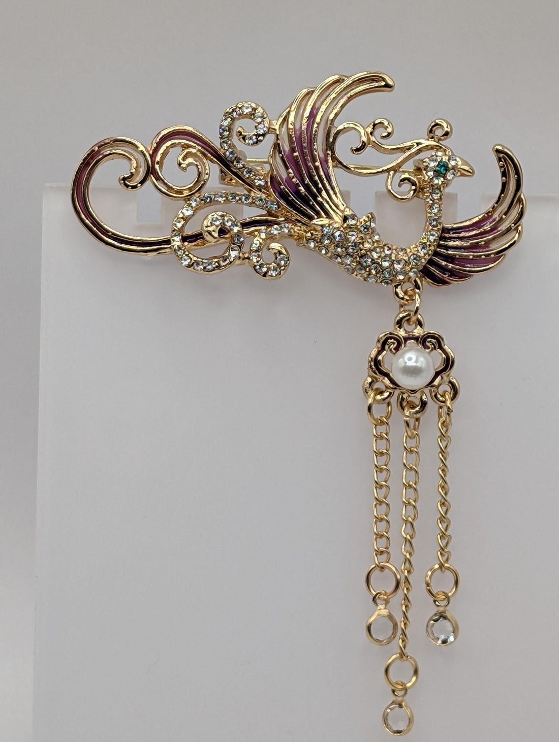 Phoenix Brooch Gold Plated, Yellow Enamel (1.5 Inch Lapel Pin)