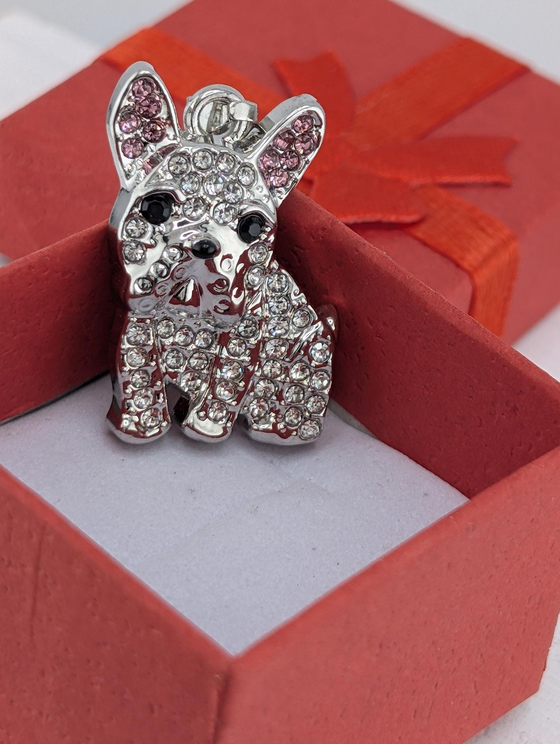 French Bulldog Pendant: Silver-Plated Sparkle (Necklace or Bag Charm)