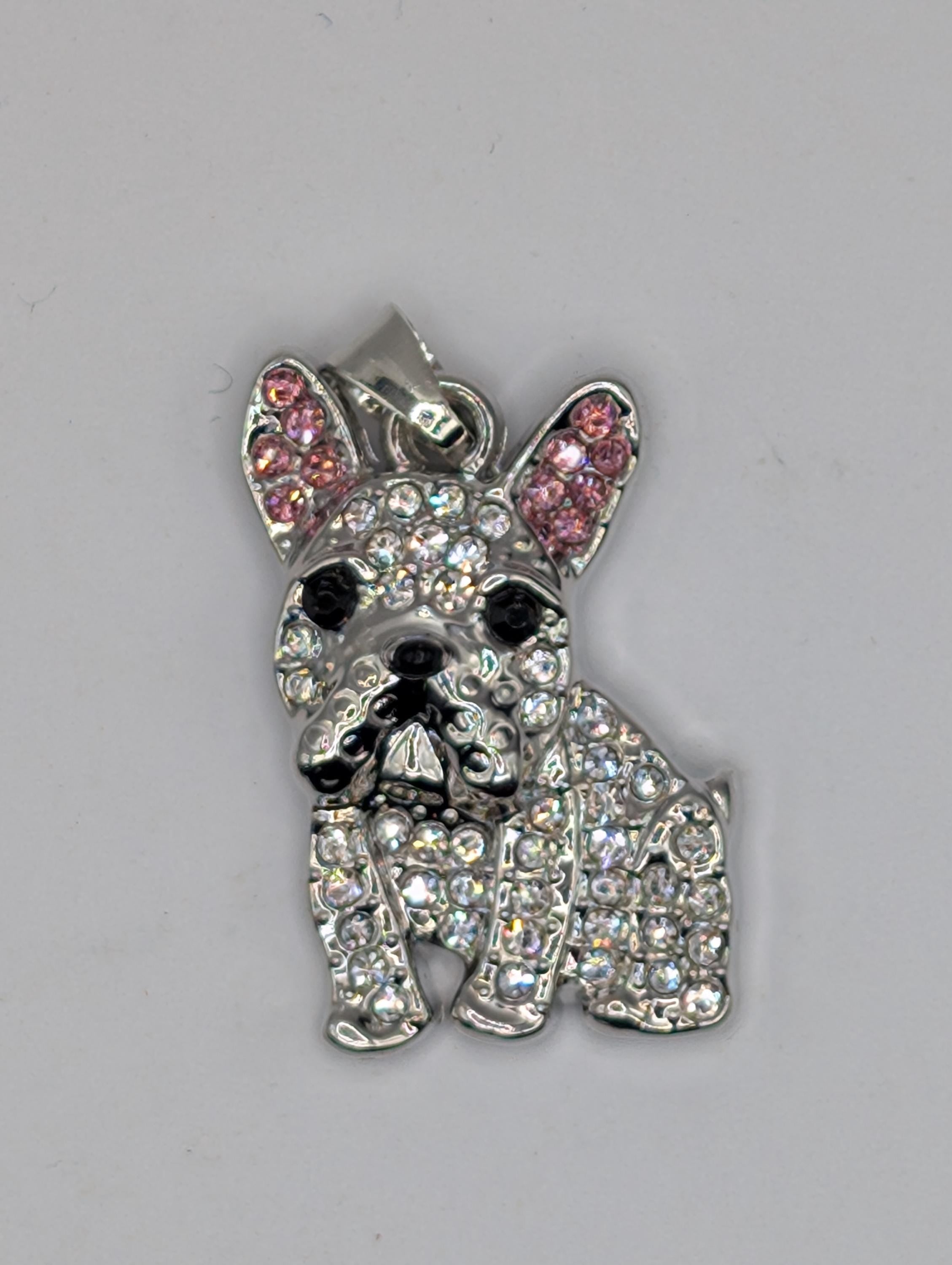 French Bulldog Pendant: Silver-Plated Sparkle (Necklace or Bag Charm)
