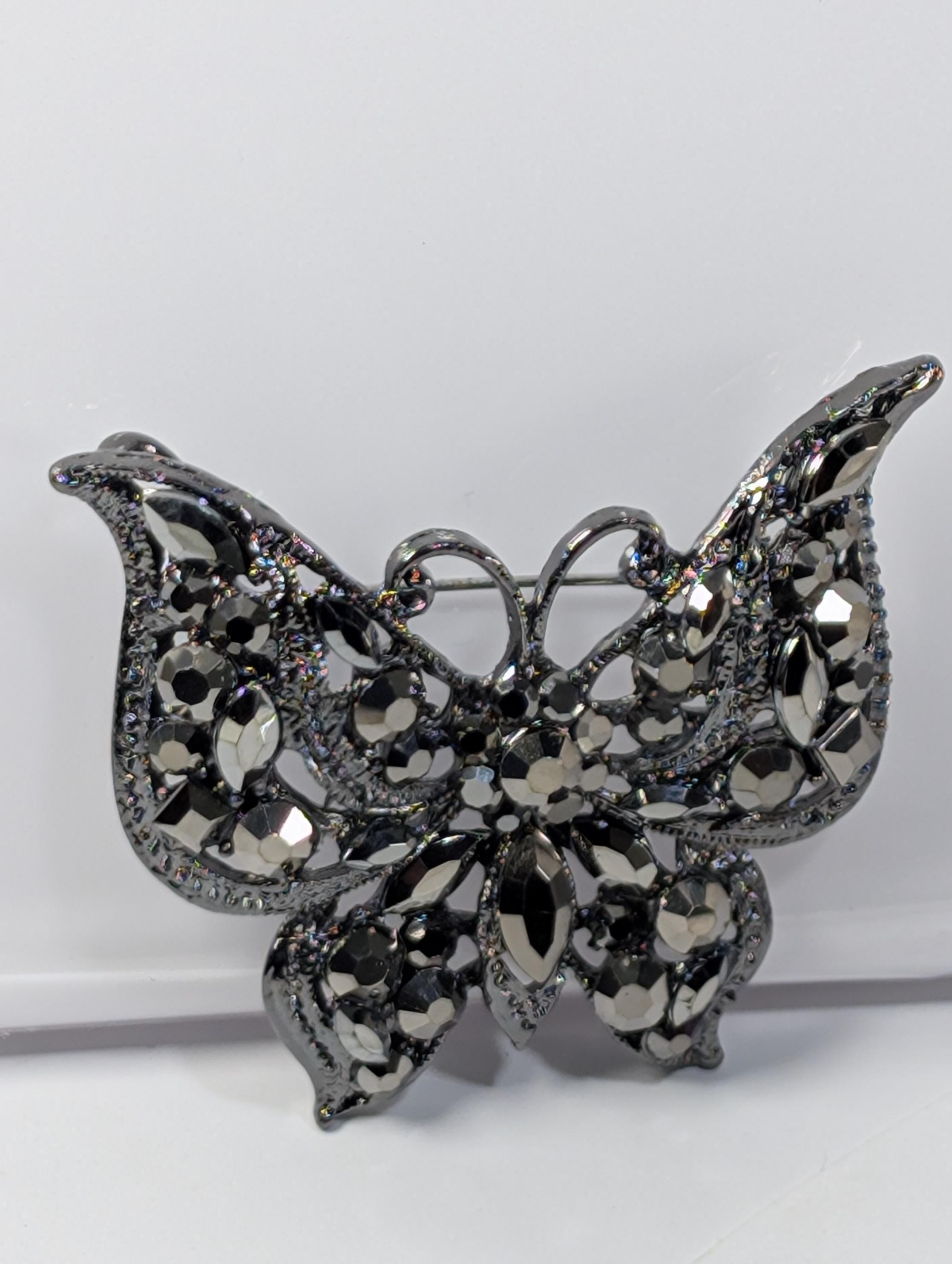 Butterfly Brooch: Gunmetal Finish - Lightweight and Stylish
