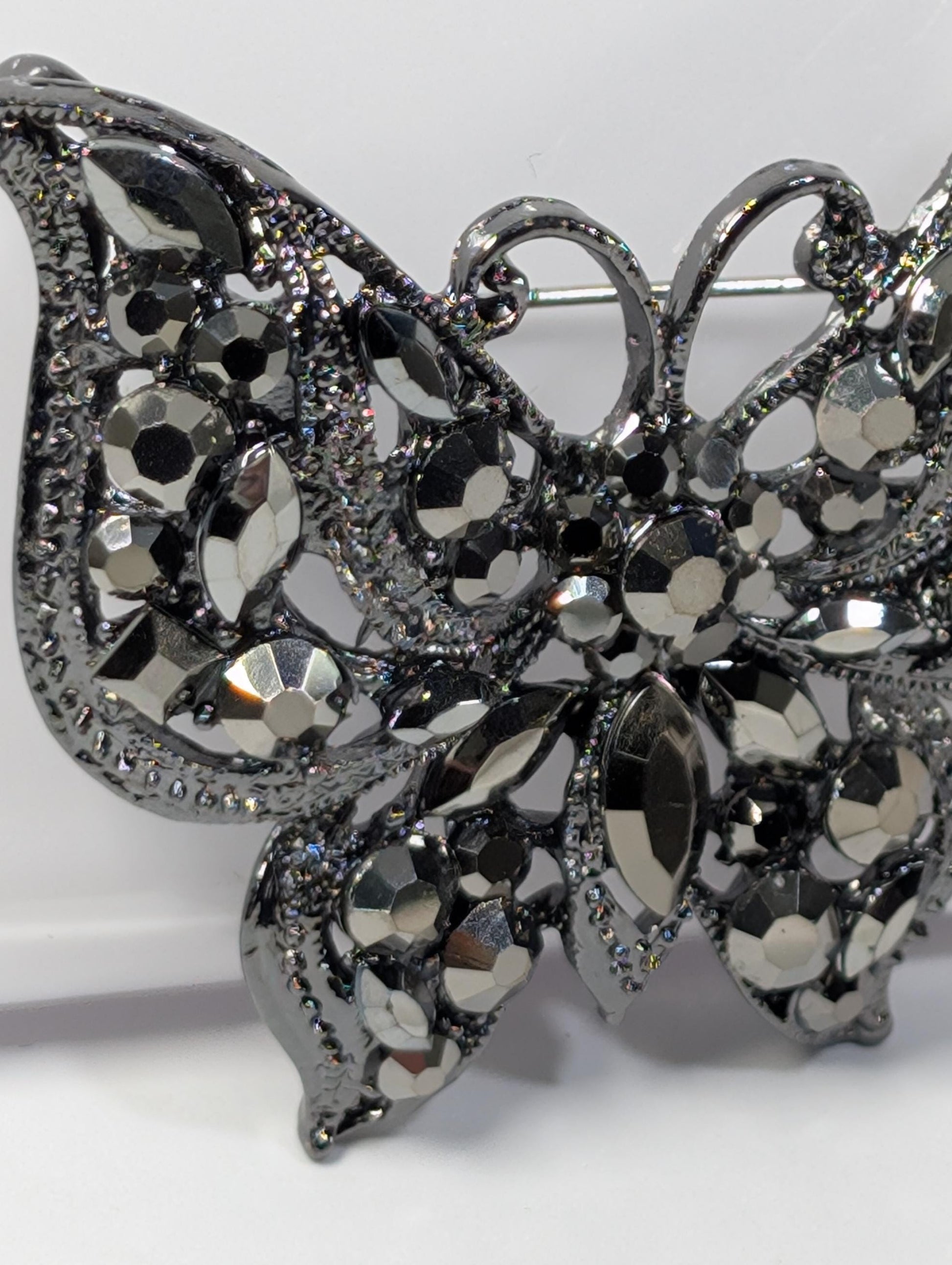 Butterfly Brooch: Gunmetal Finish - Lightweight and Stylish