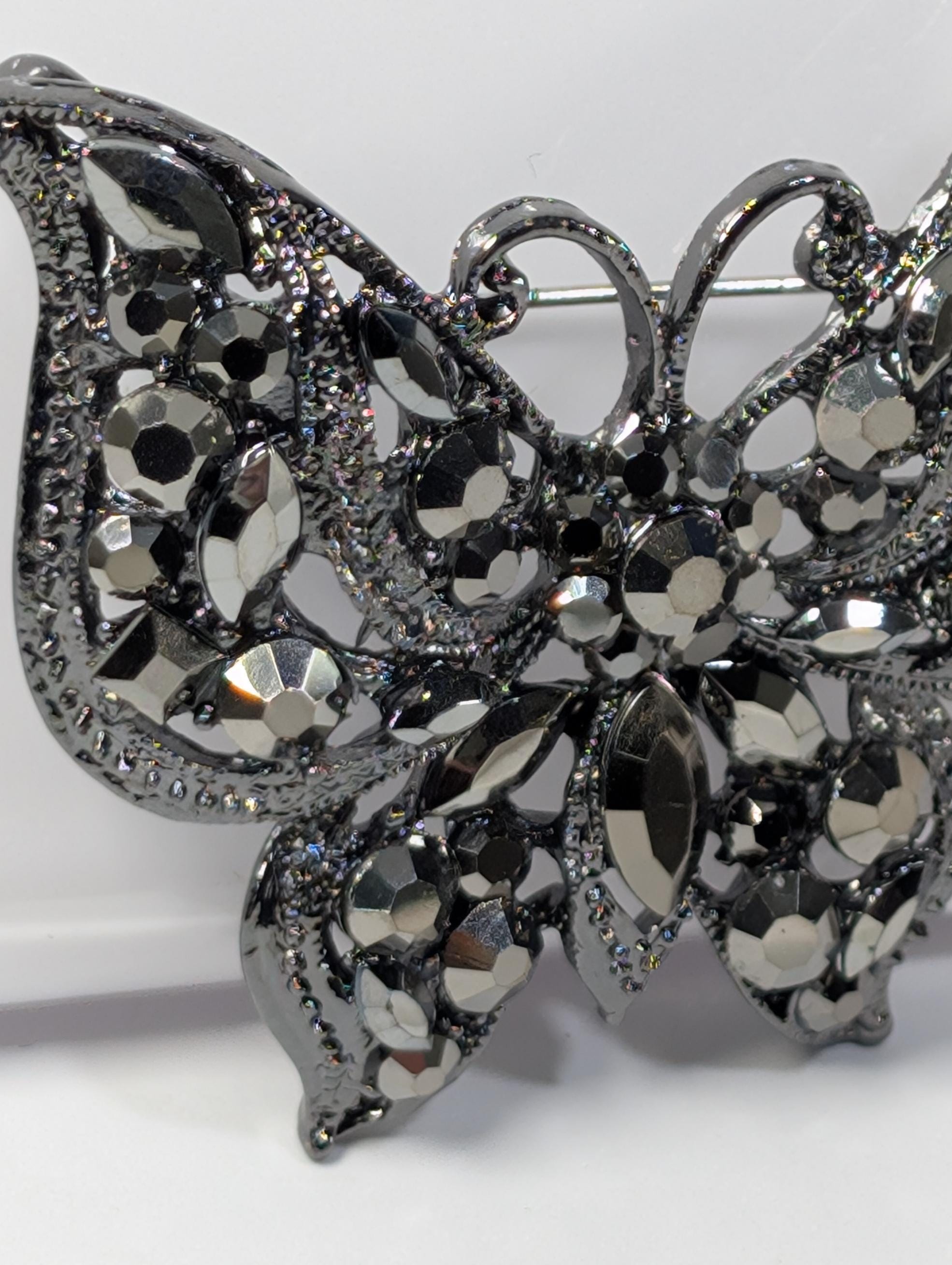 Butterfly Brooch: Gunmetal Finish - Lightweight and Stylish