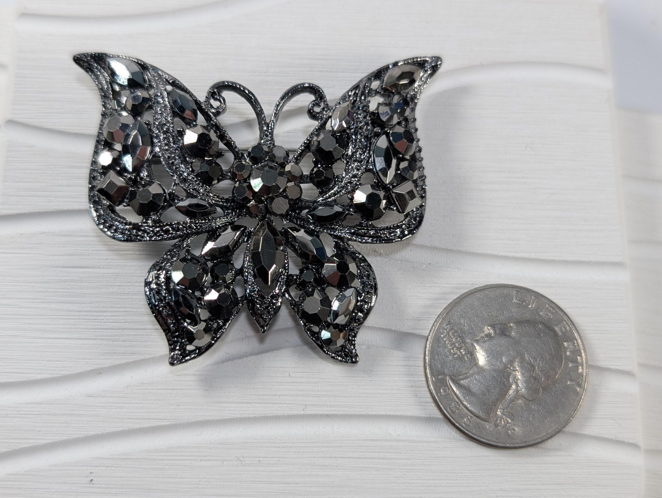 Butterfly Brooch: Gunmetal Finish - Lightweight and Stylish