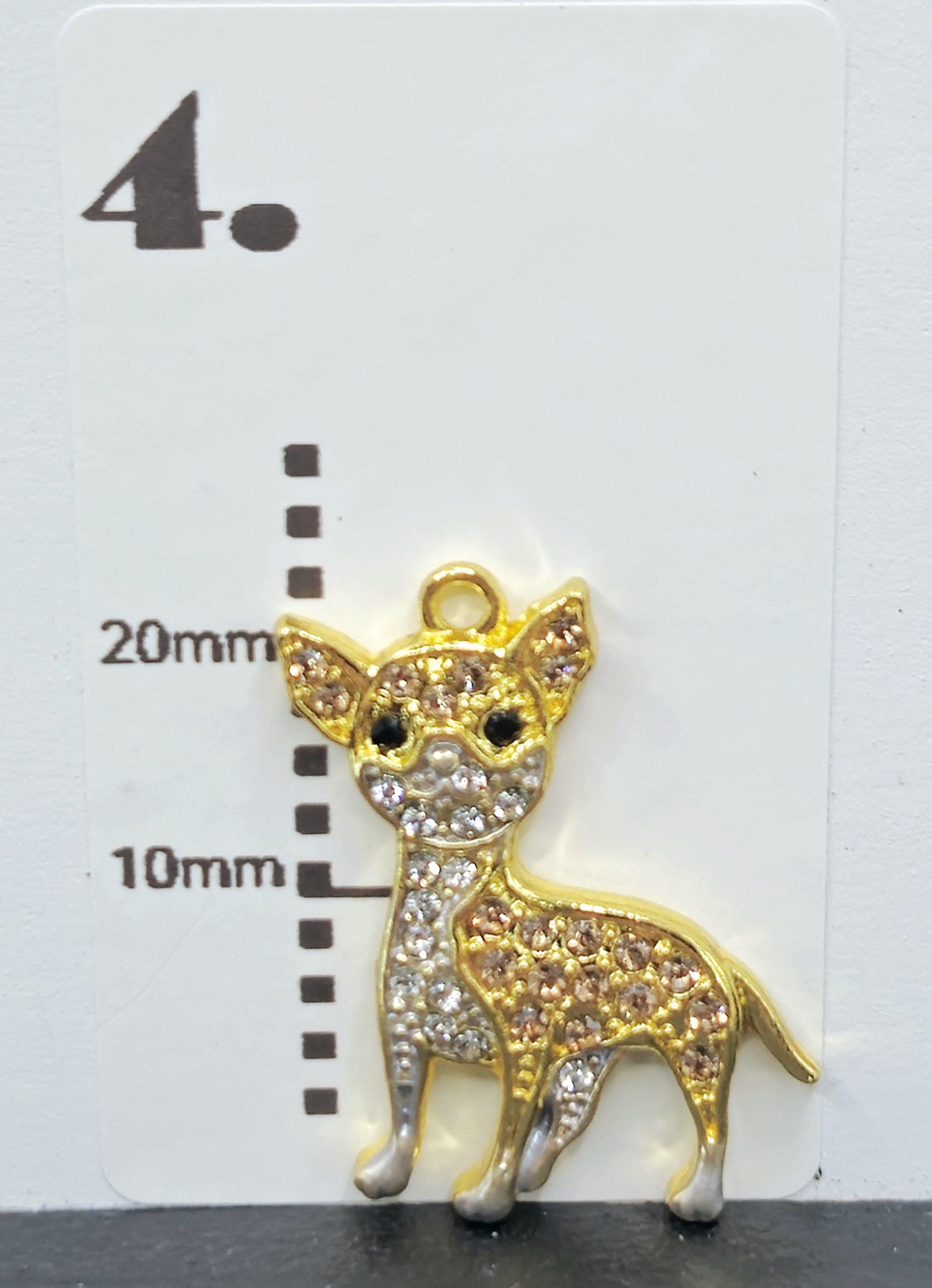 Chihuahua Dog Pendant: Gold Plated with Sparkling Rhinestones