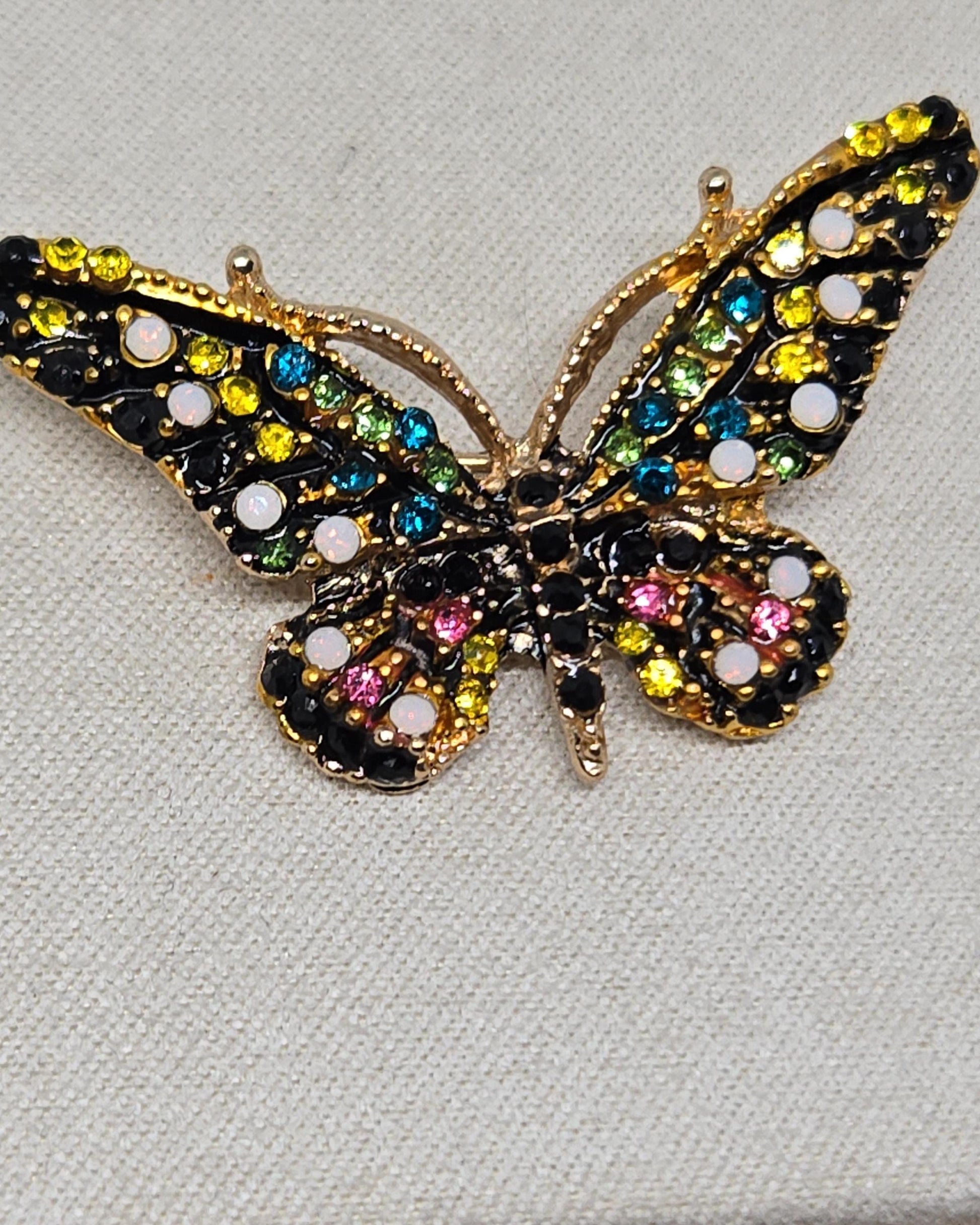 Gold Plated Brooch: Yellow Enamel with Rhinestone Accent