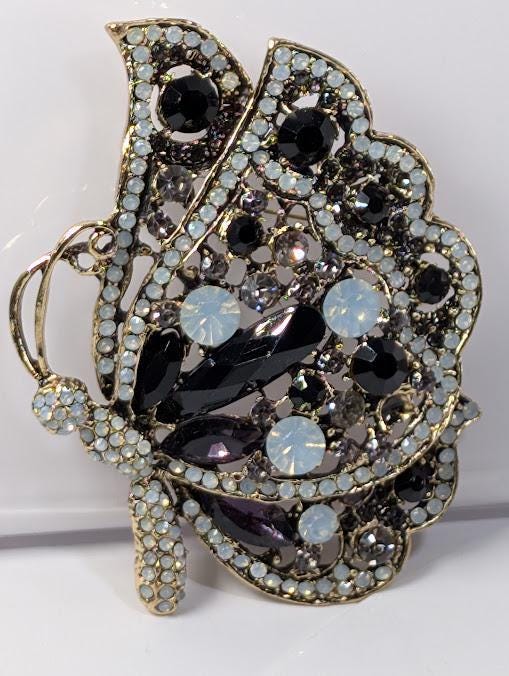 Butterfly Brooch: Silver-Plated with Amethyst Rhinestones - Bold Statement Pin